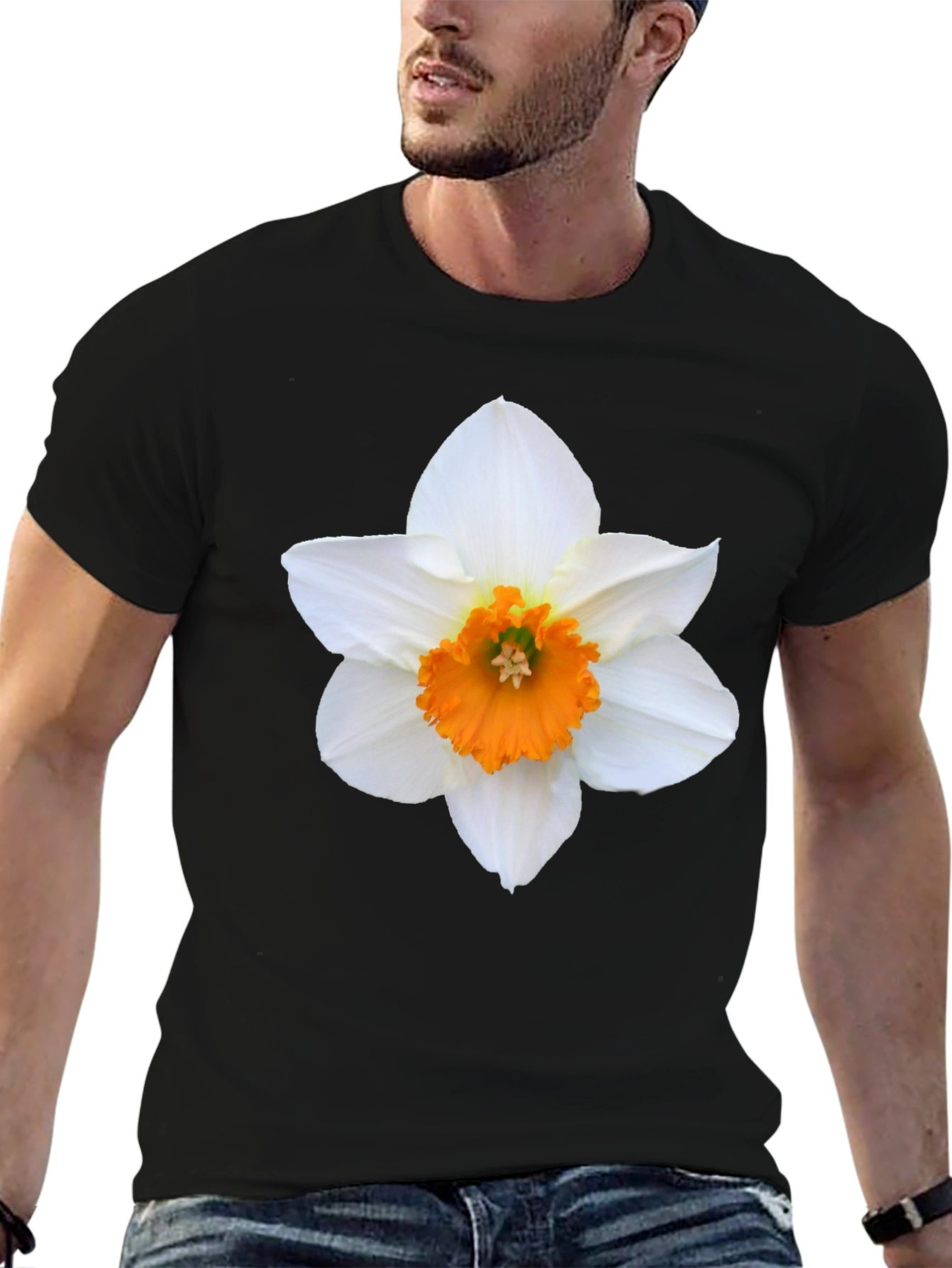 Black Daffodil Graphic Tee - Stylish Floral Design T-Shirt view 6