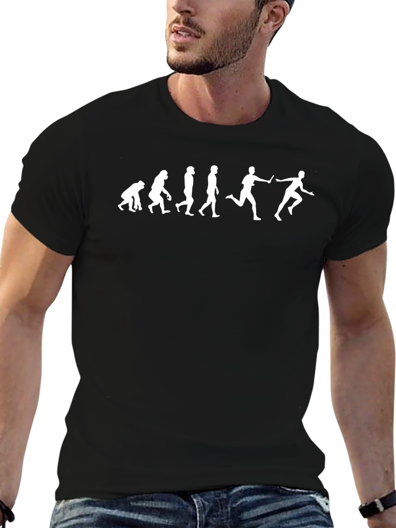 Black Evolution of Man Runner T-Shirt view 6