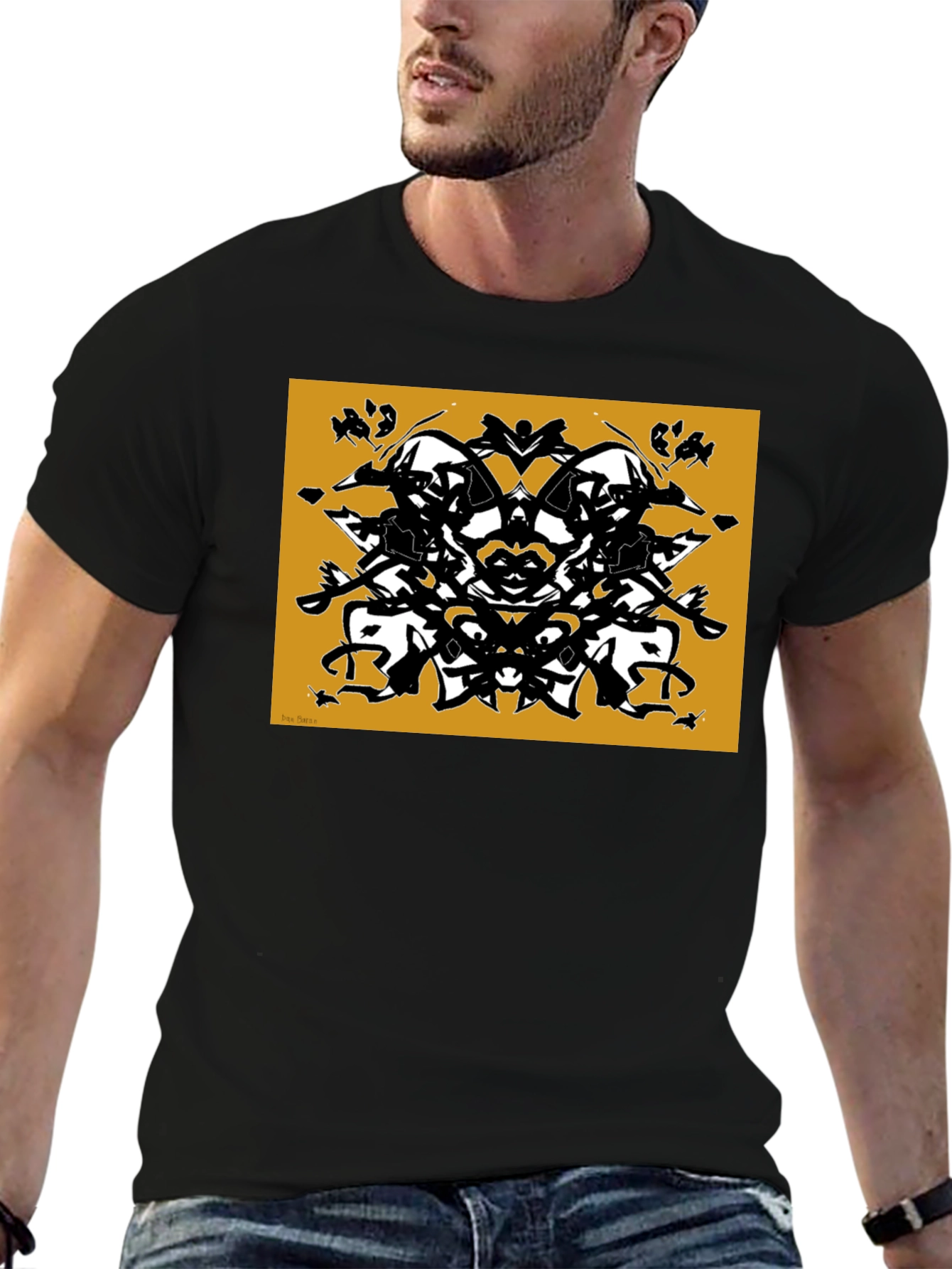 Black Abstract Rorschach Inkblot Graphic Tee view 6