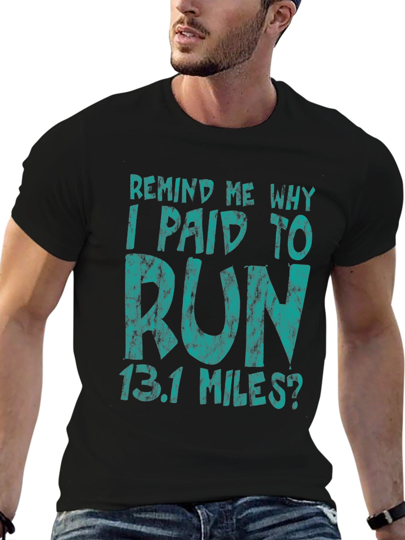 Black Funny Running T-Shirt - 13.1 Miles Half Marathon Tee view 6