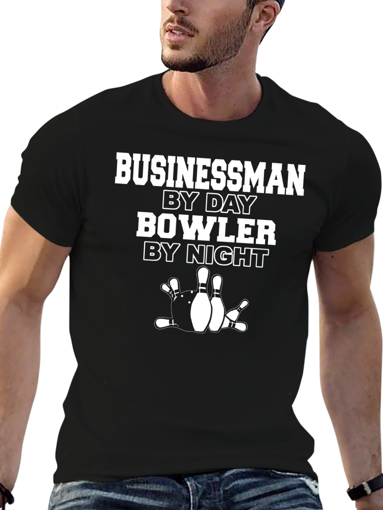Black Businessman By Day Bowler By Night Graphic T-Shirt view 6