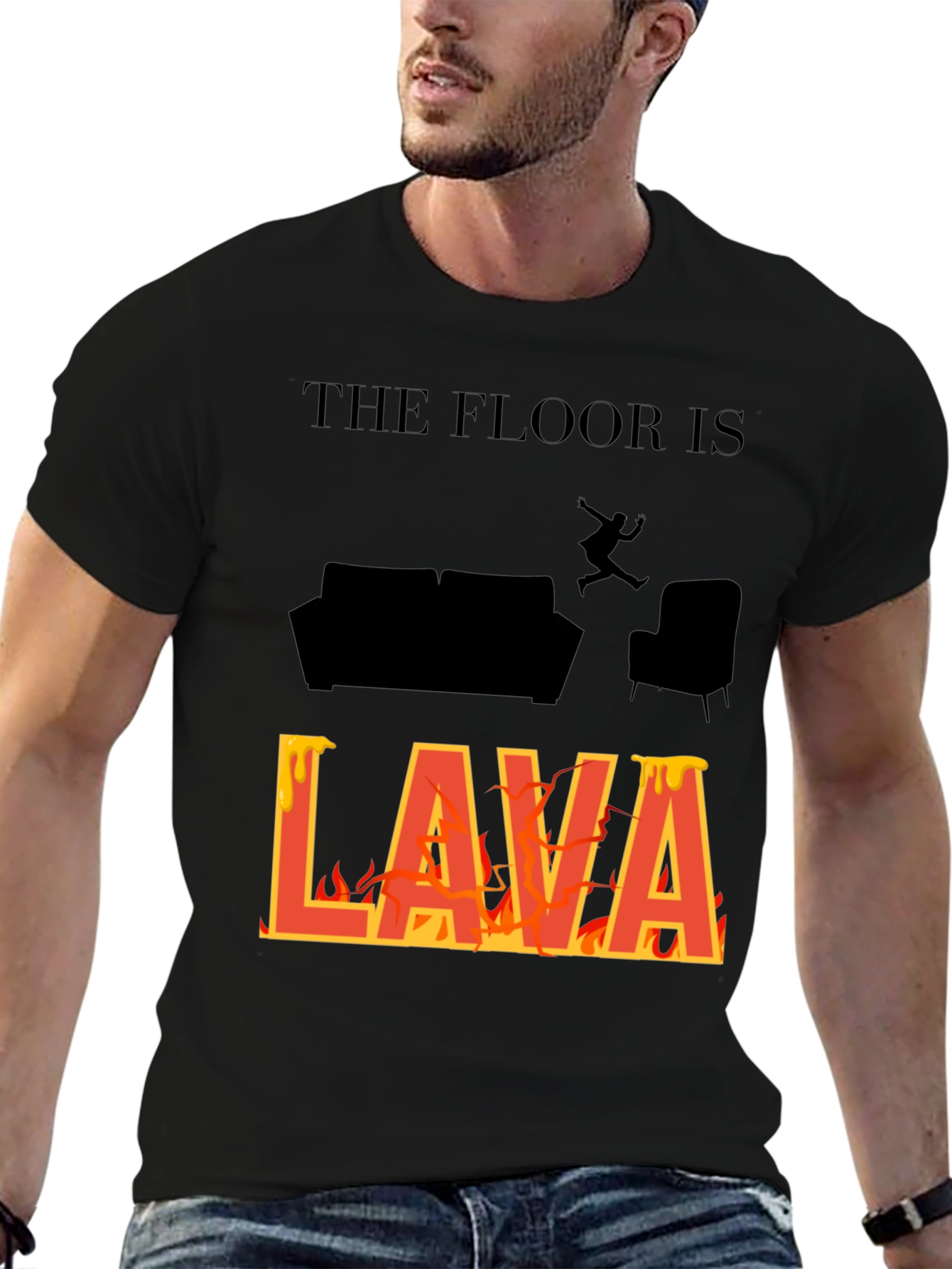 Black The Floor Is Lava T-Shirt Novelty Game Tee view 6