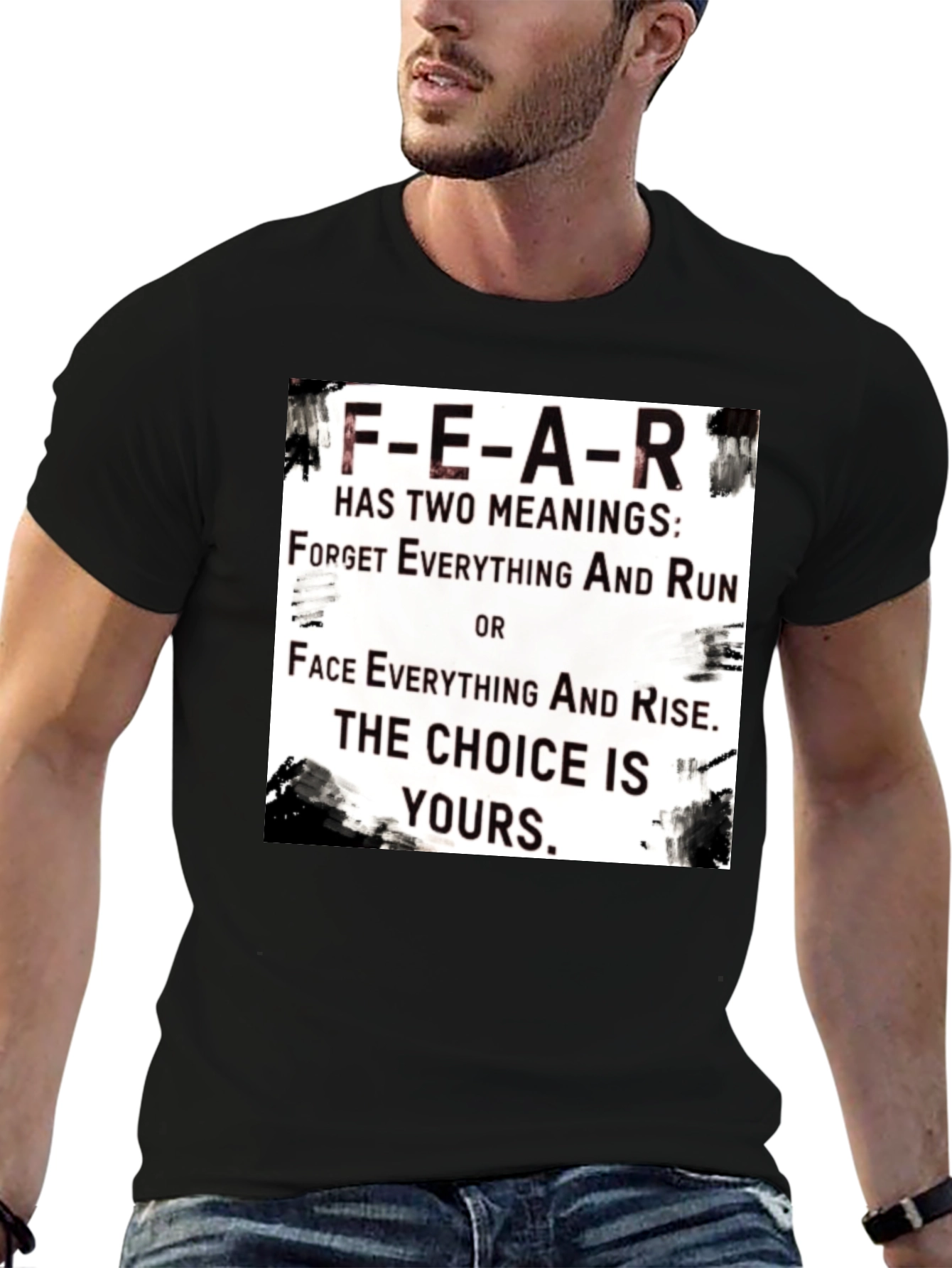 Black Motivational FEAR T-Shirt: Choice Is Yours Graphic Tee view 6