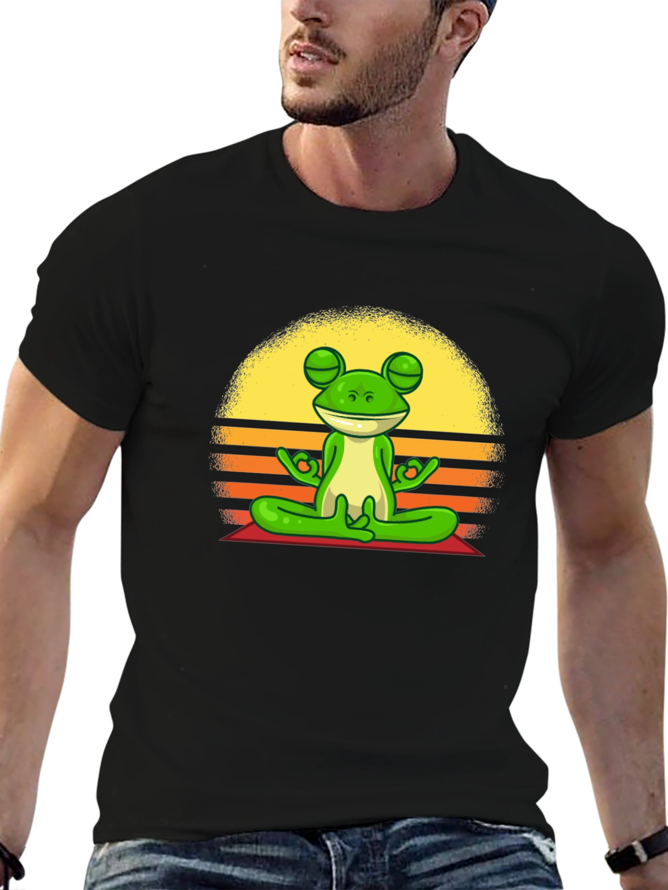 Black Meditating Frog T-Shirt - Zen Vibe Tee view 6