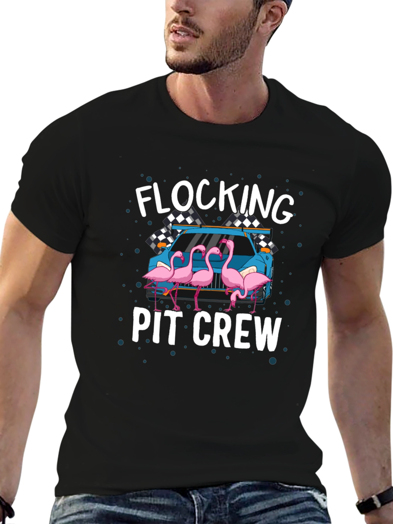 Black Flocking Pit Crew T-Shirt view 6