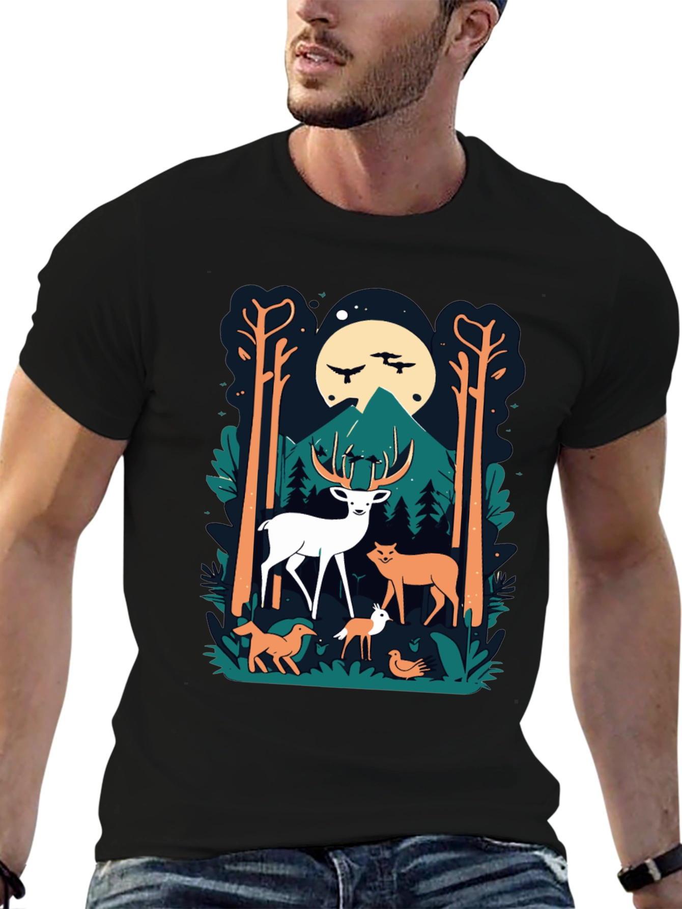 Black Nature Scene Graphic Tee view 6