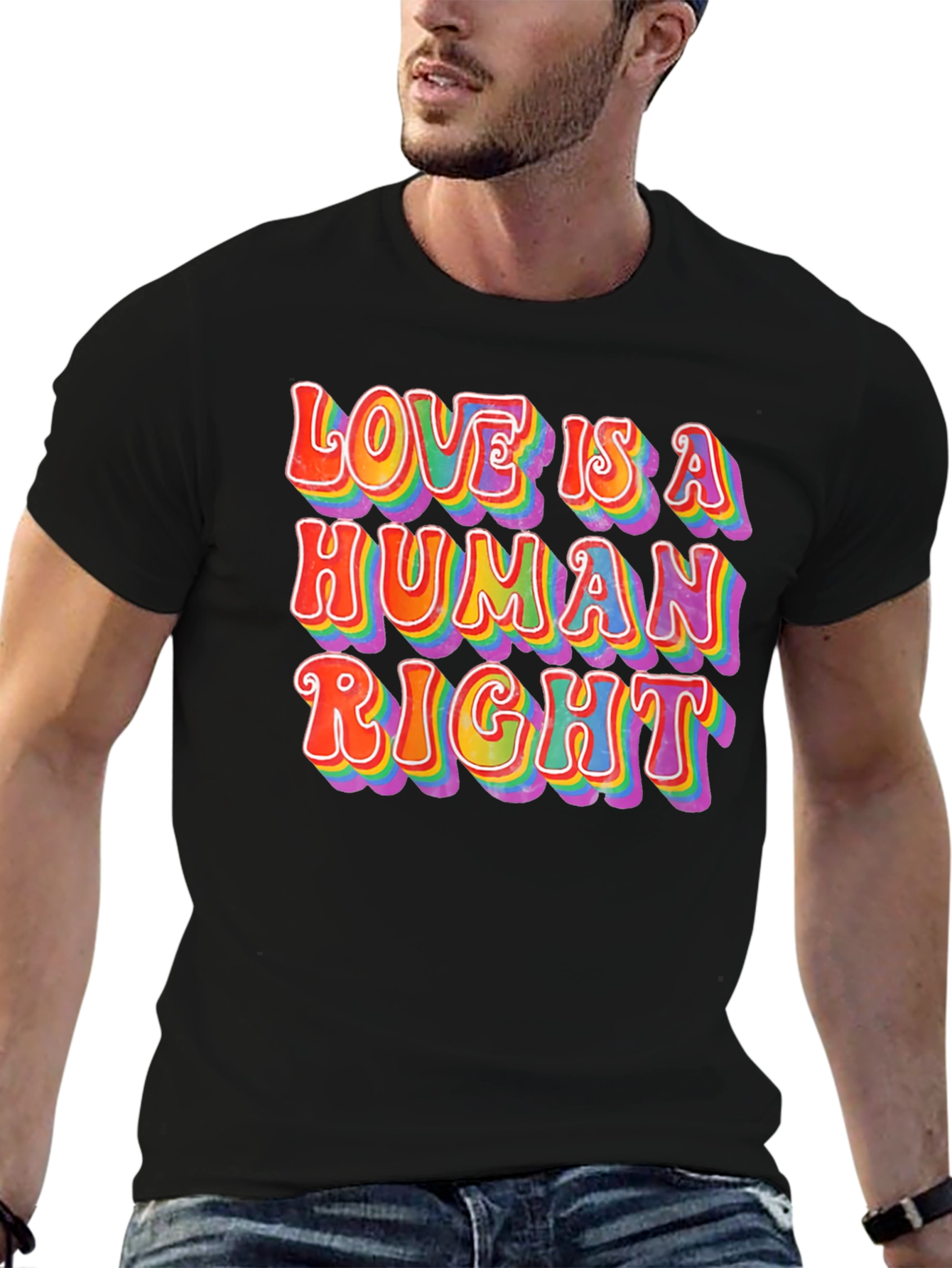 Black Love is a Human Right T-Shirt - Retro LGBT Pride Tee view 6