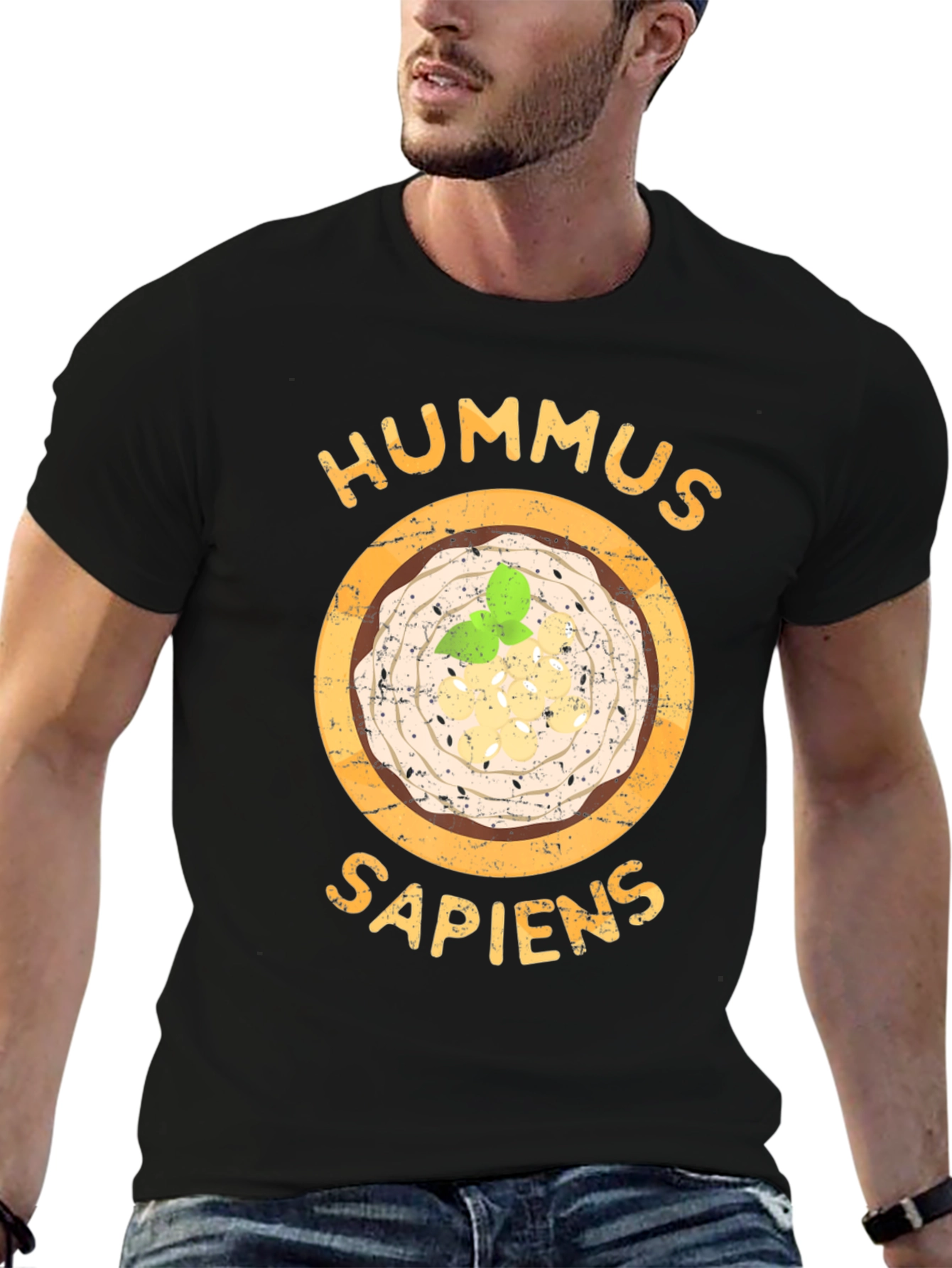 Black Hummus Sapiens Graphic Tee - Foodie Humor view 6
