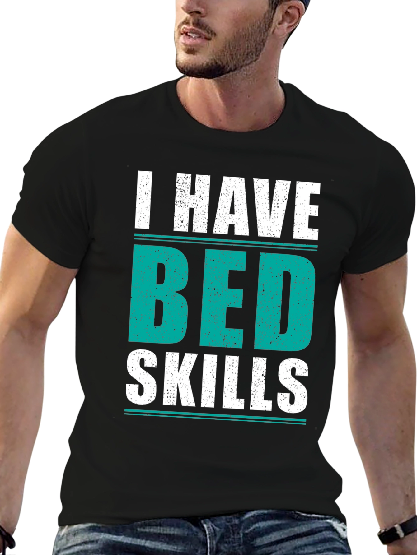 Black I Have Bed Skills Graphic T-Shirt view 6