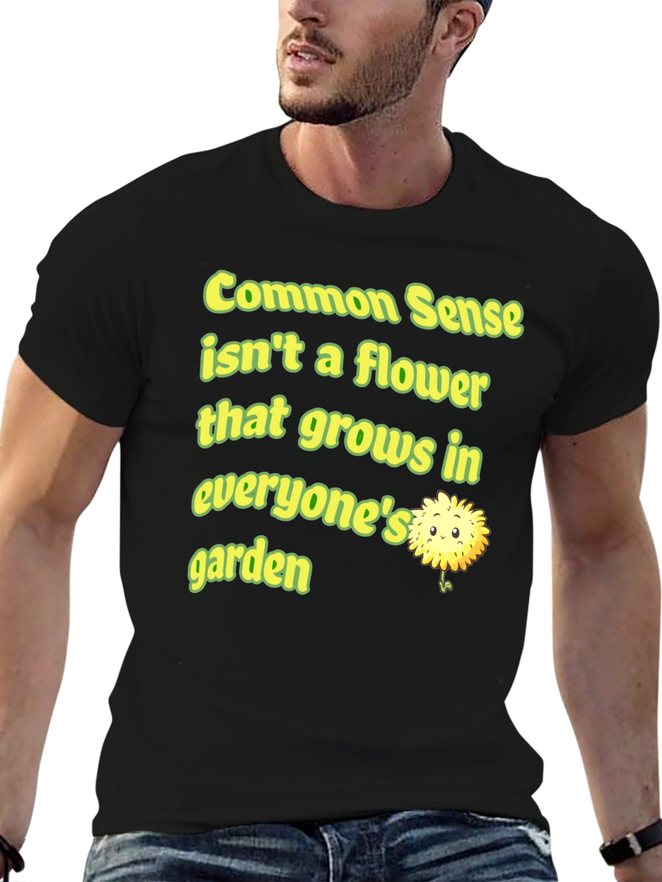 Black Common Sense Flower Graphic Tee view 6