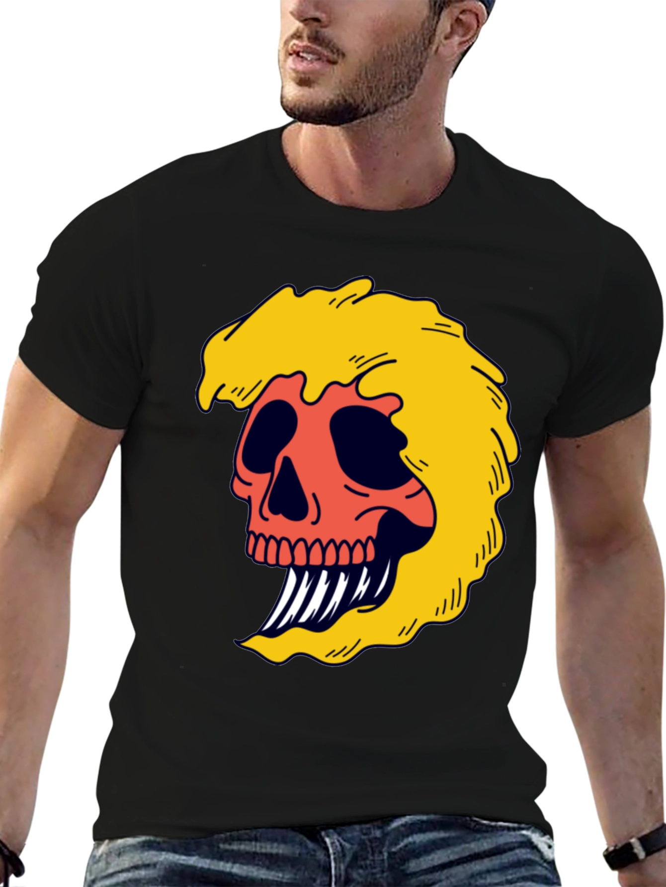Black Skull Graphic Tee - Bold & Edgy Black T-Shirt view 6
