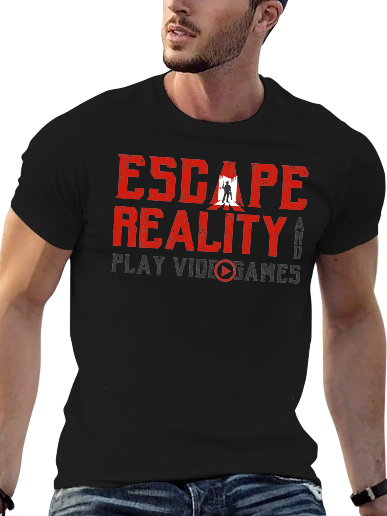Black Escape Reality Video Game Black T-Shirt view 6