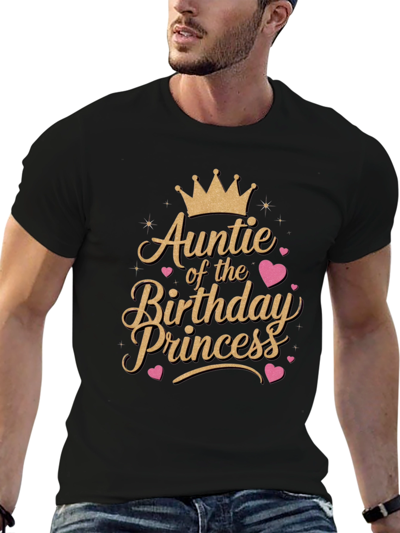 Black Auntie of the Birthday Princess T-Shirt view 6