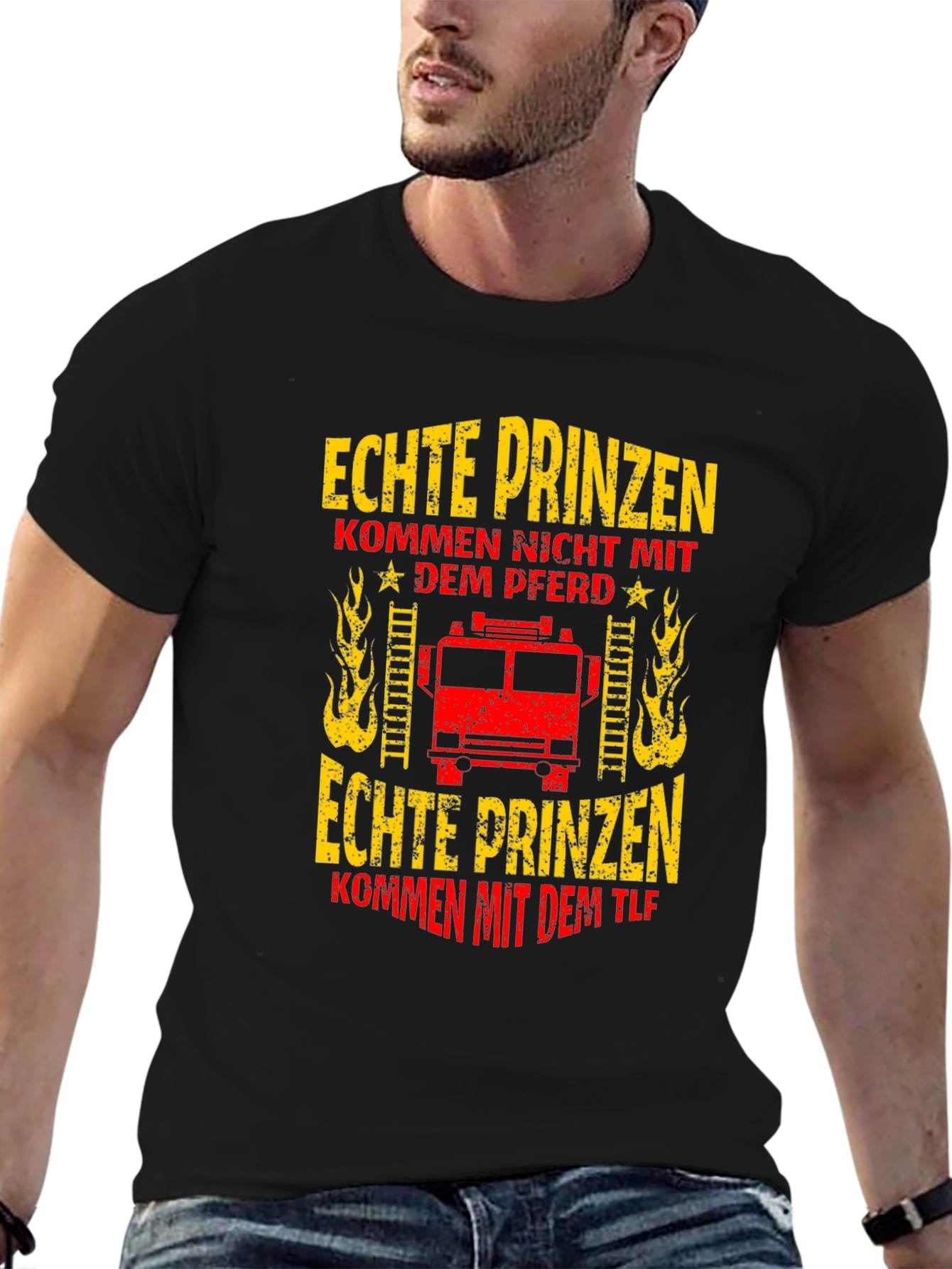 Black Firefighter T-Shirt - Real Princes Come With the TLF view 6