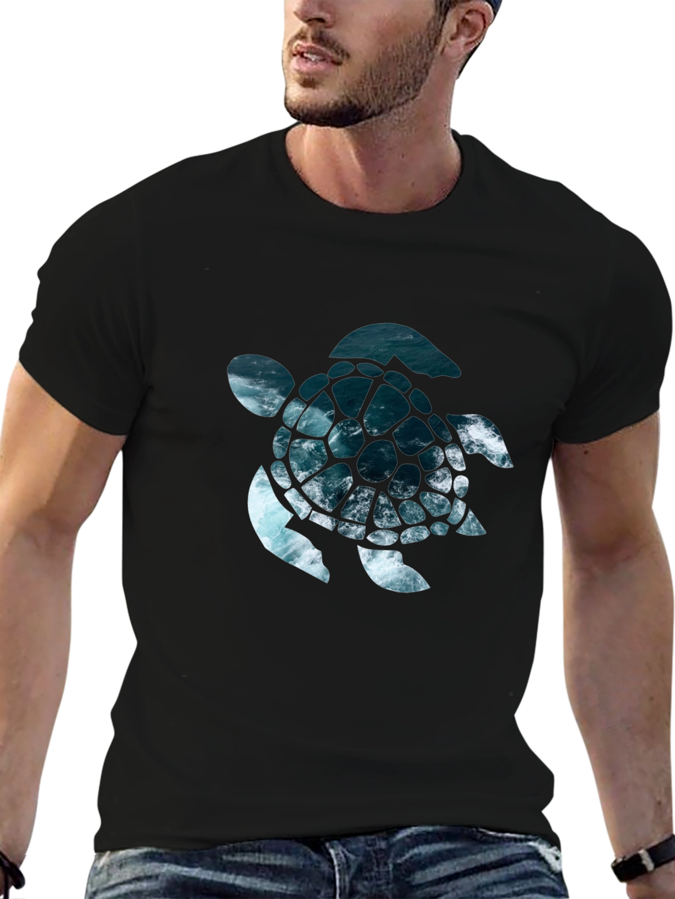 Black Ocean Turtle Graphic Tee - Stylish Black T-Shirt view 6