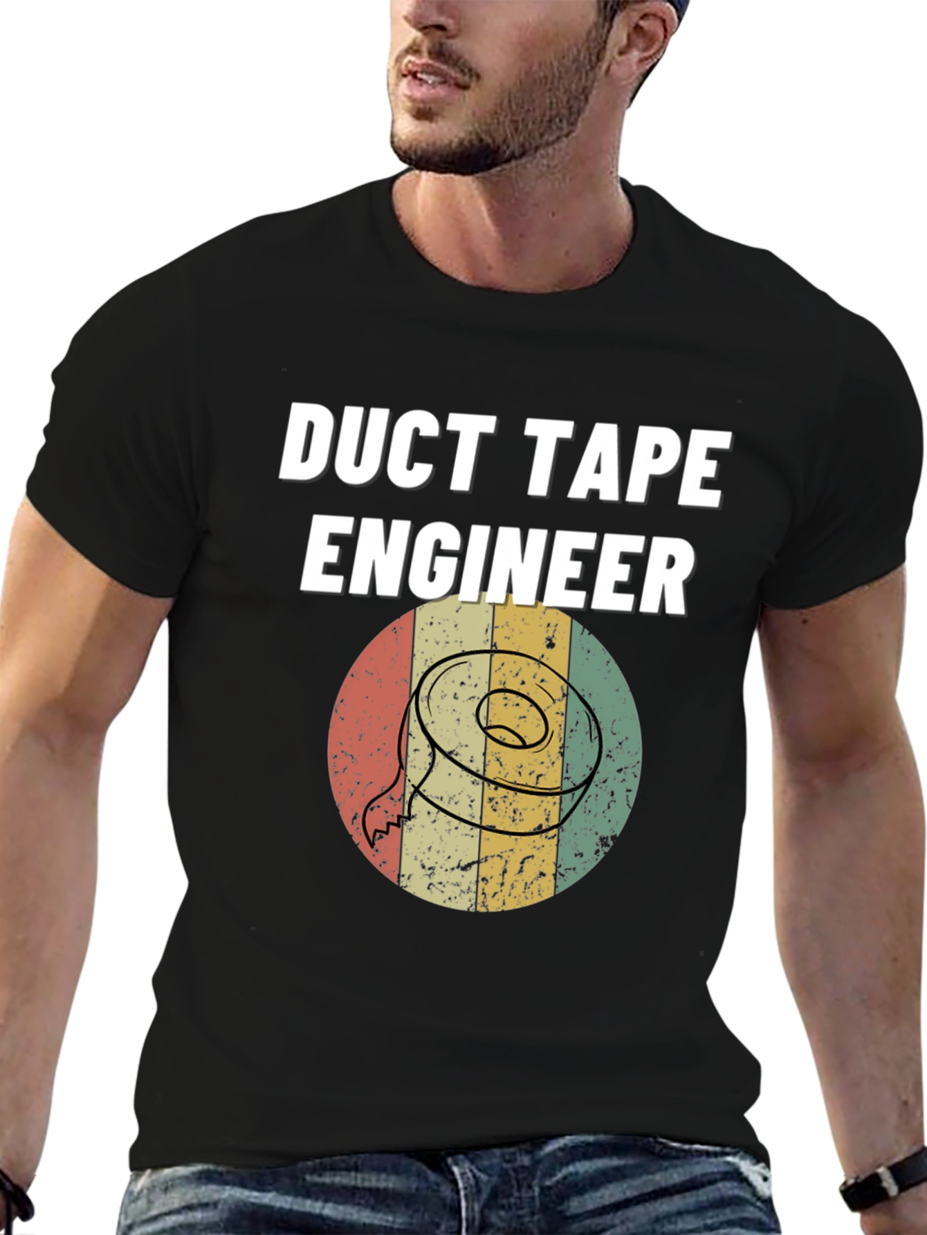 Black Duct Tape Engineer T-Shirt - Retro Design view 6