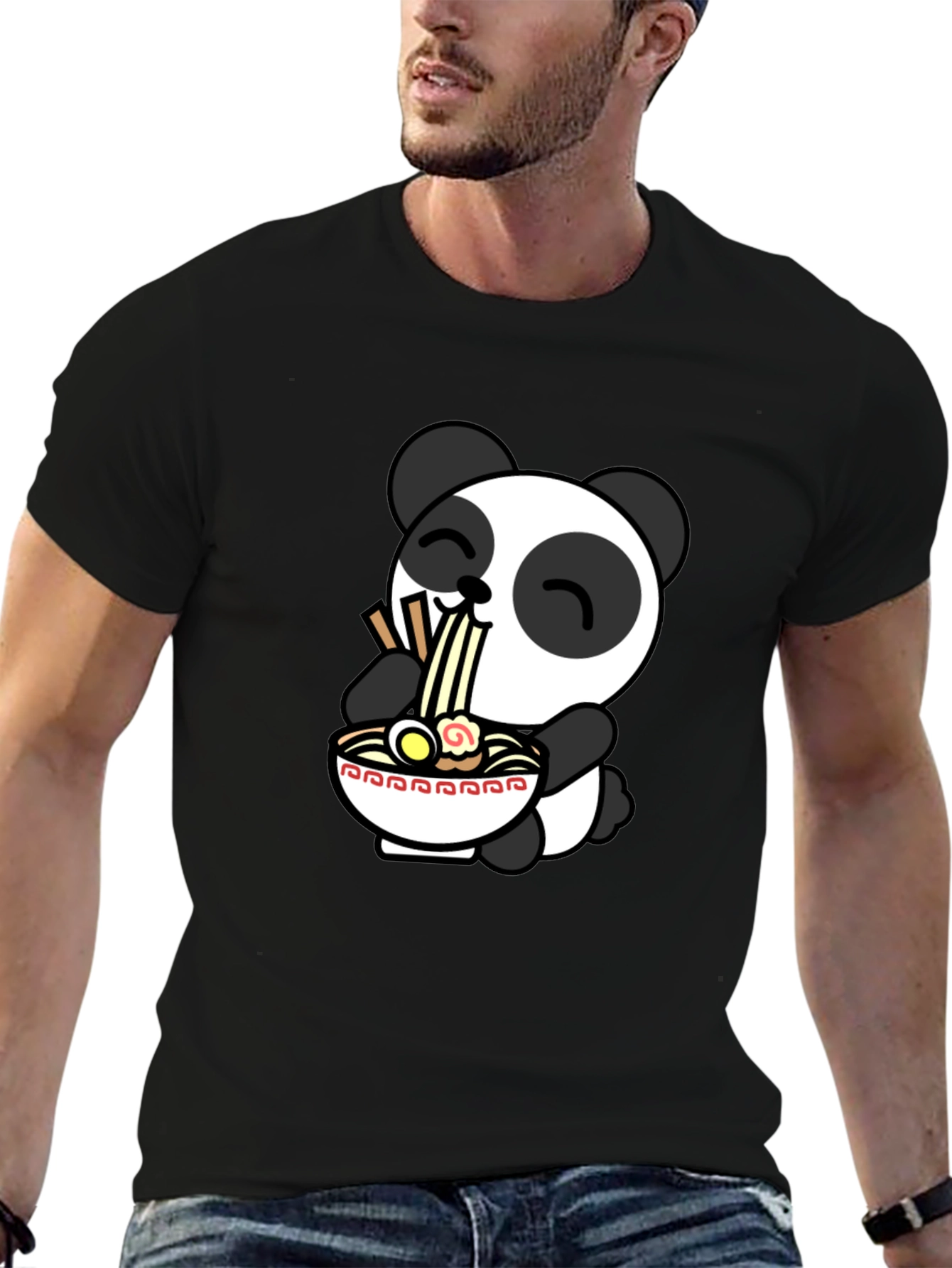 Cute Panda Ramen T-Shirt - Black - 6