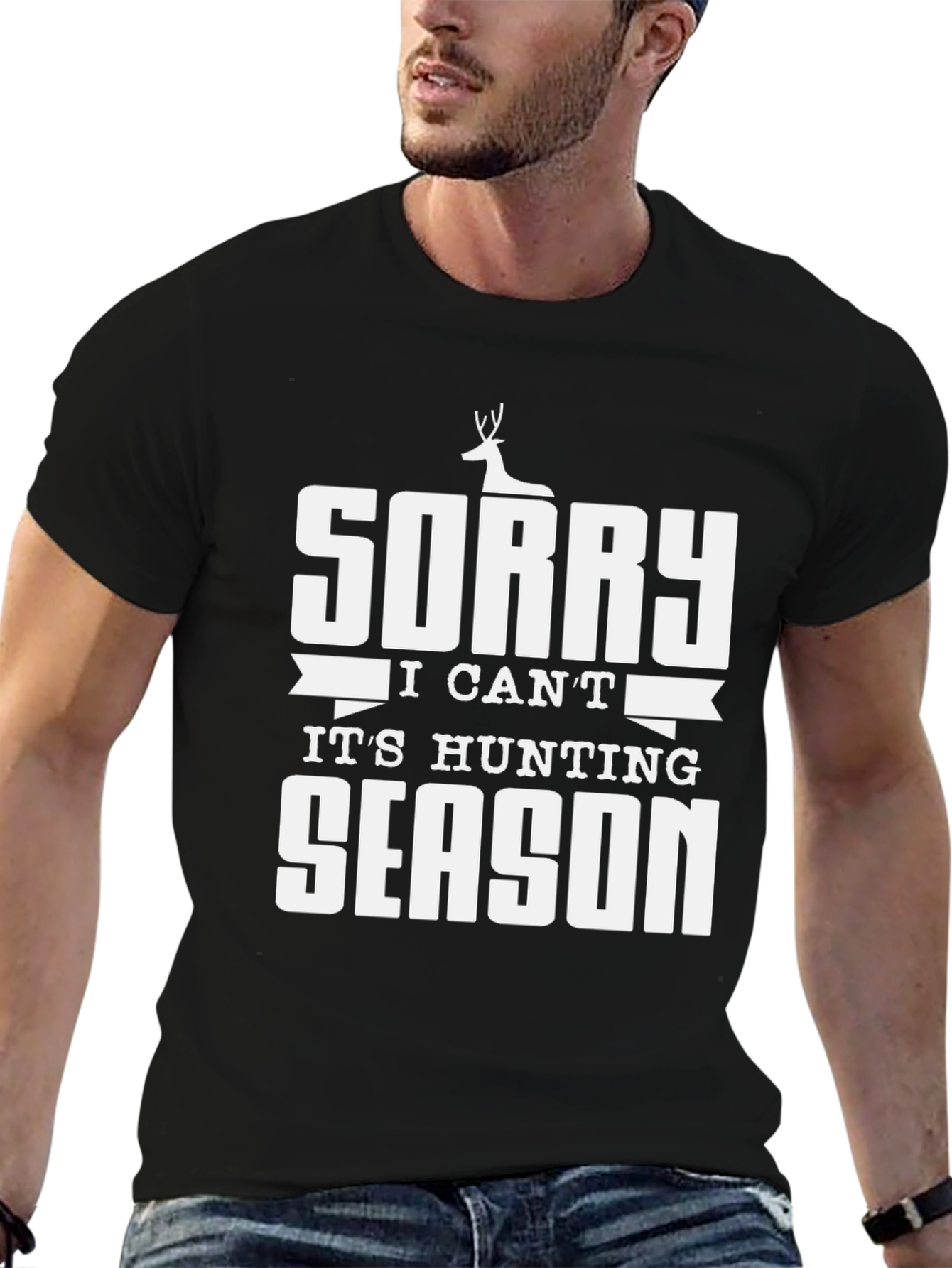 Black Hunting Season T-Shirt - Sorry I Can't Men's Tee view 6