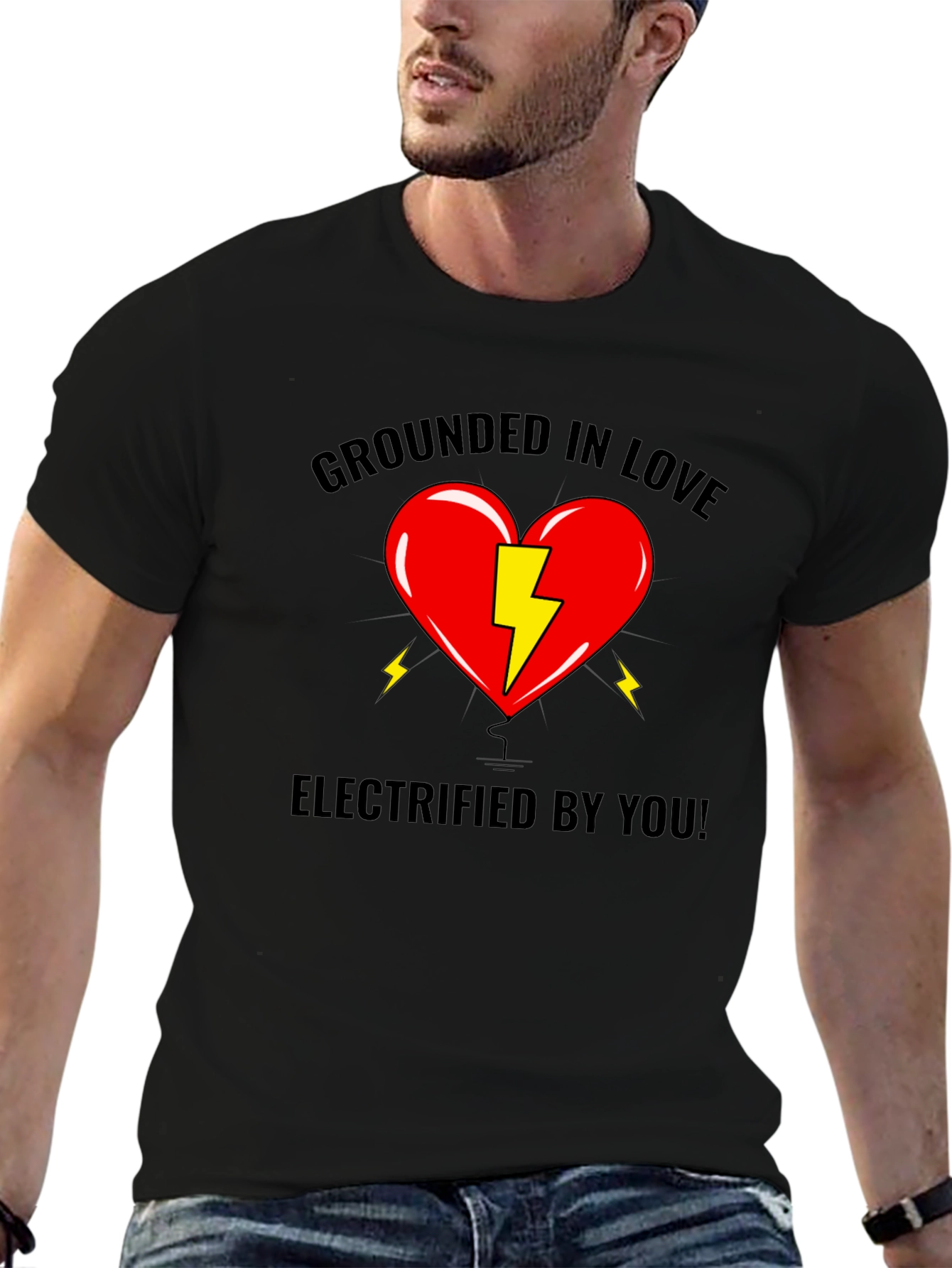 Black Grounded In Love T-Shirt - Electrified By You! Graphic Tee view 6
