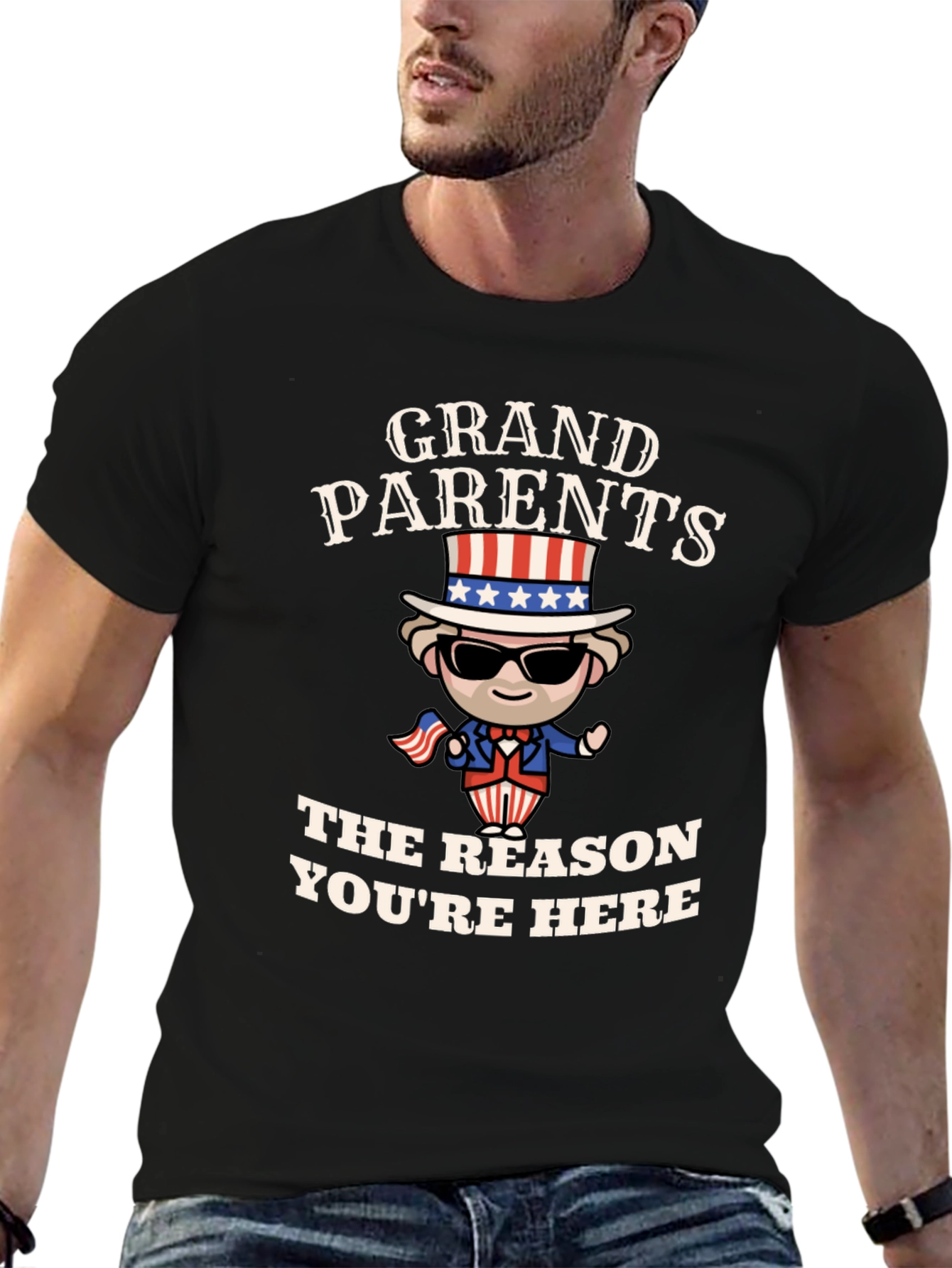 Black Grandparents Reason T-Shirt view 6