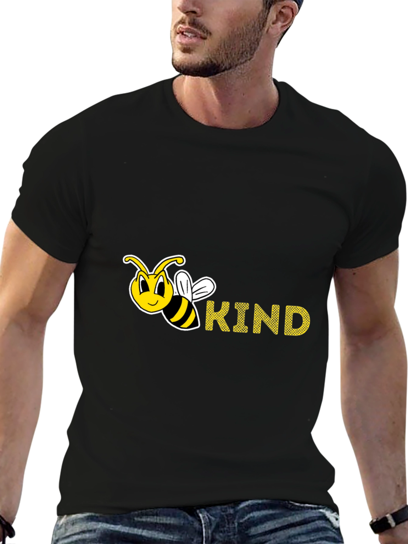 Black Bee Kind T-Shirt - Unisex Black Tee view 6