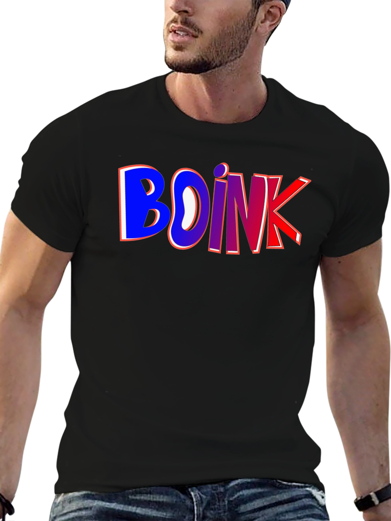 Black Boink Graphic T-Shirt - Crew Neck Cotton Tee view 6