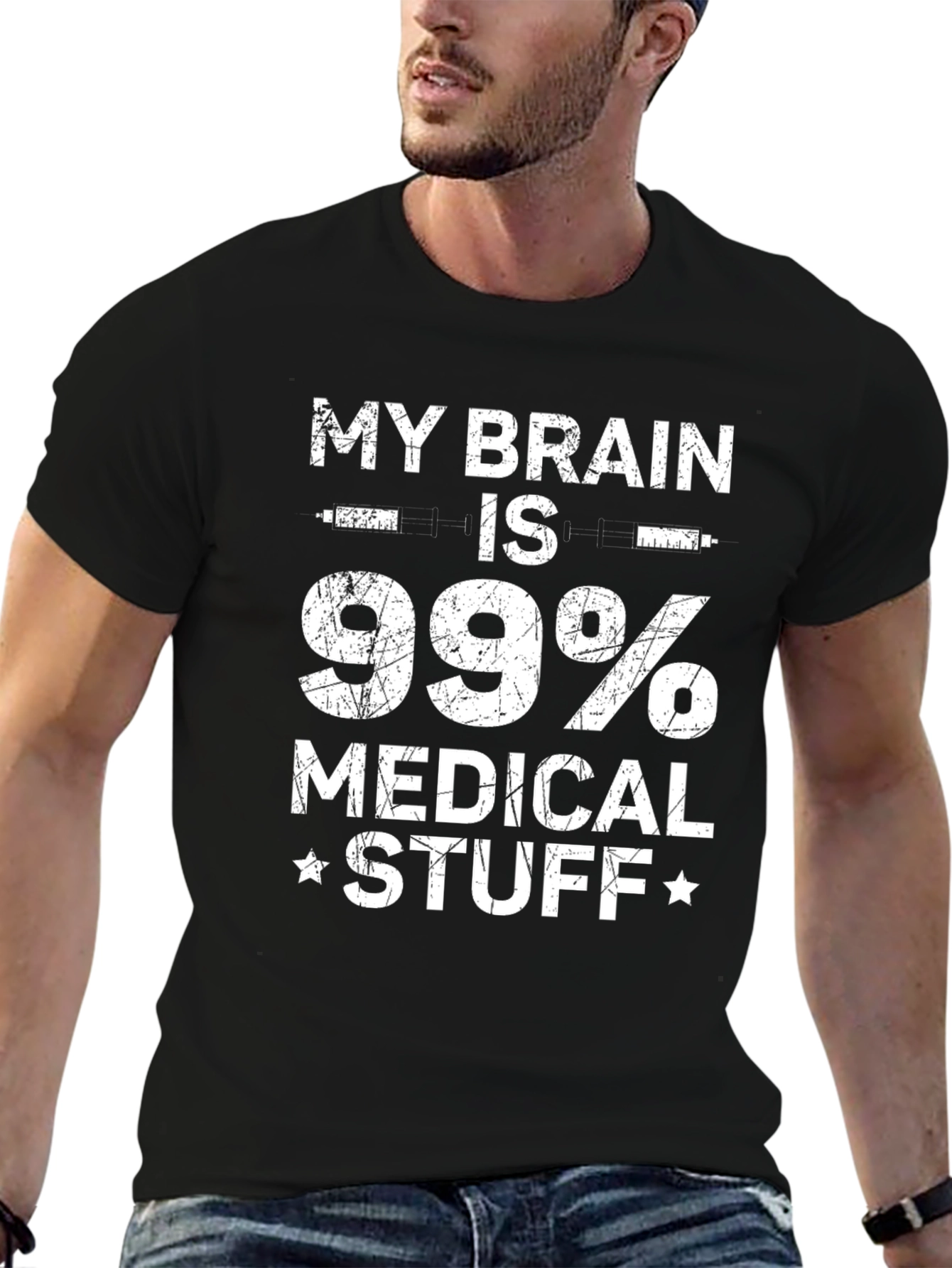Black My Brain is 99% Medical Stuff T-Shirt view 6