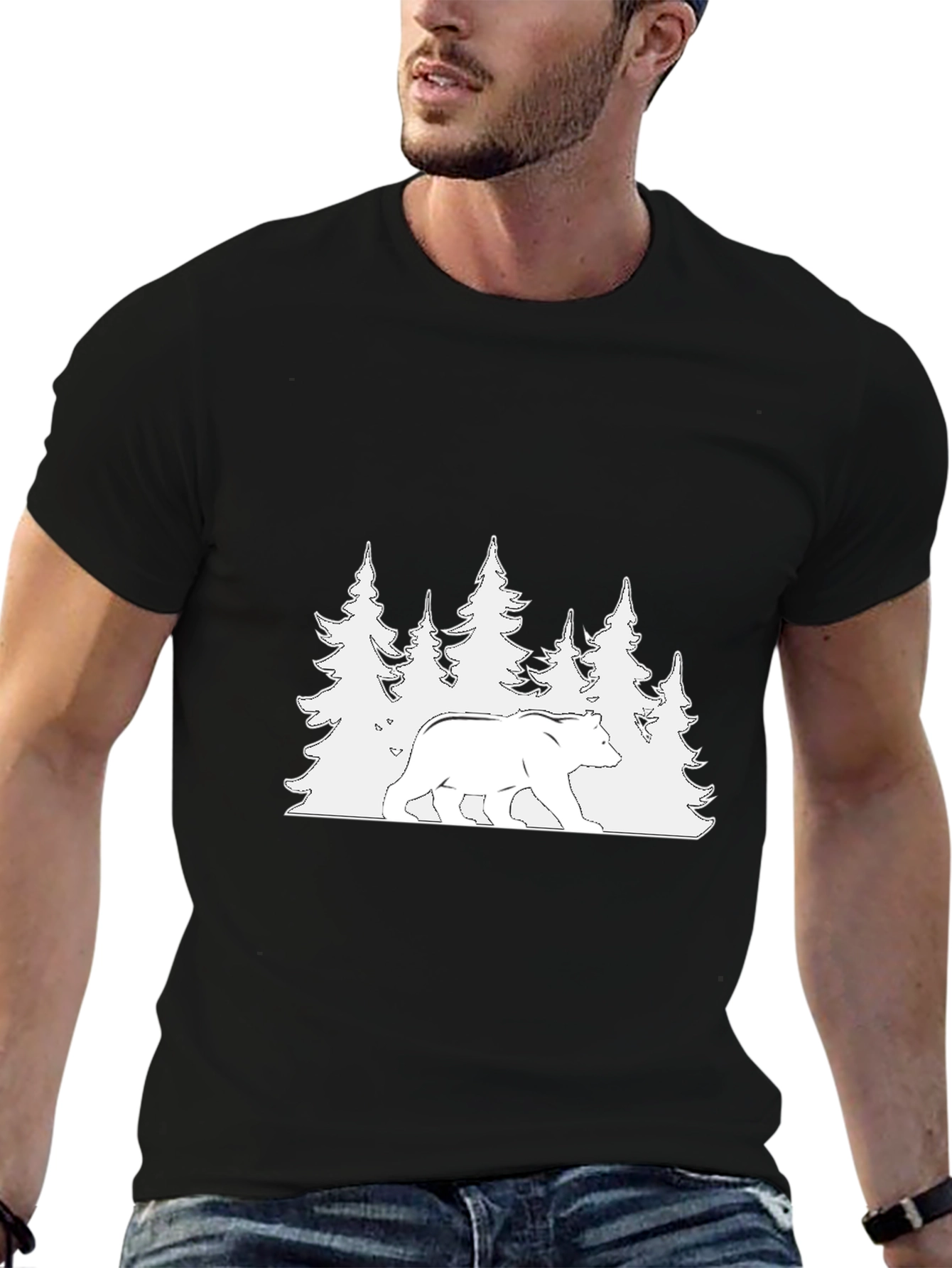 Black Bear & Forest Graphic Tee - Nature Lover Apparel view 6