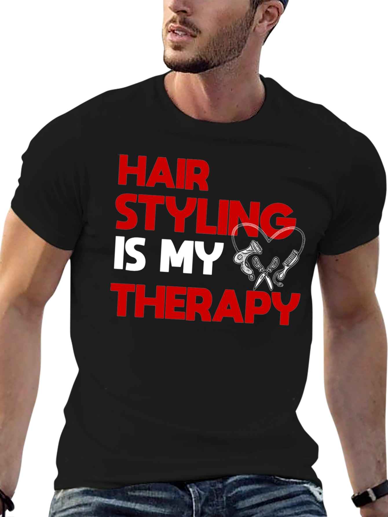 Black Hair Styling Is My Therapy Graphic Tee view 6