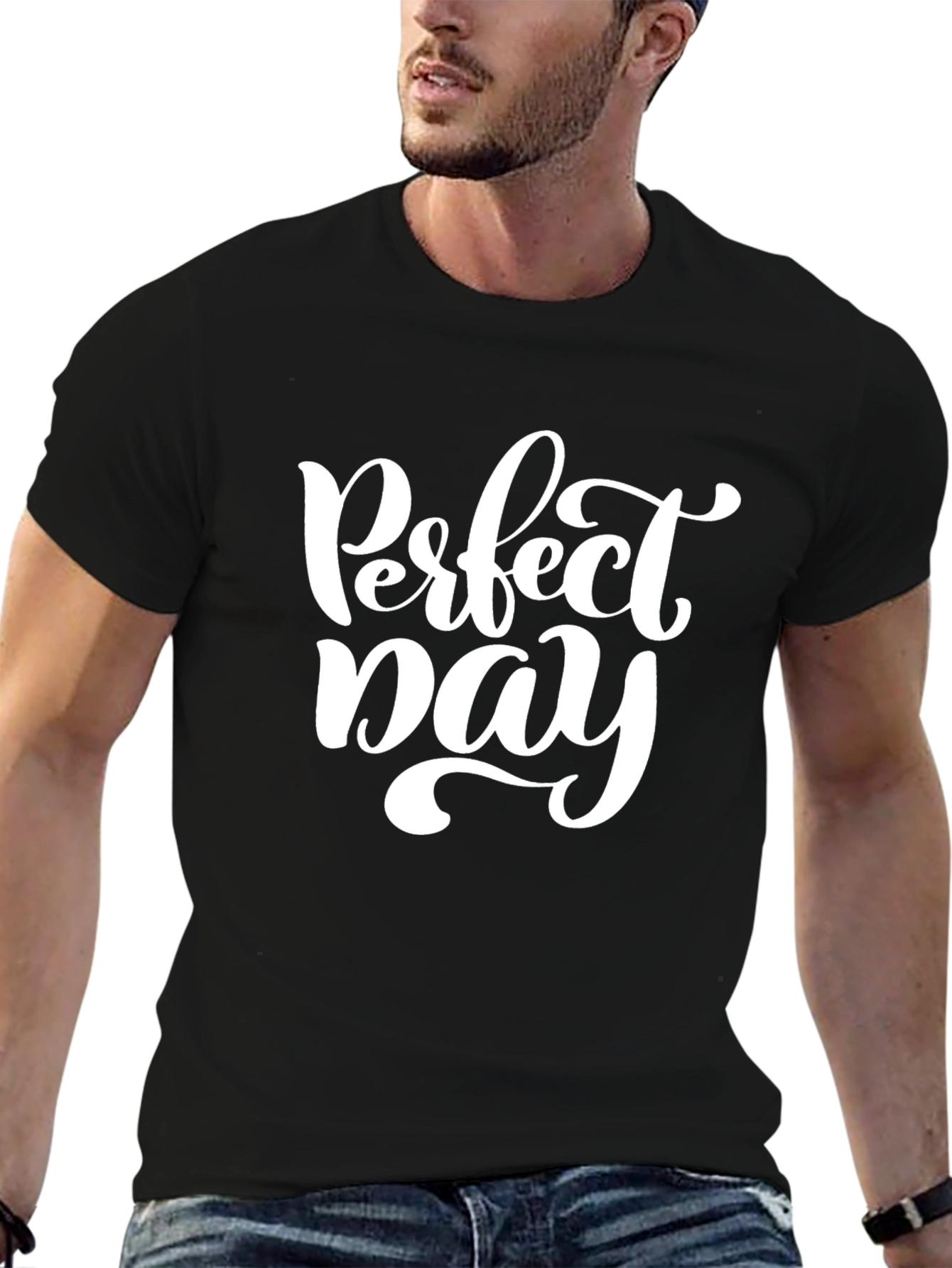 Black Perfect Day Graphic Tee - Stylish Crew Neck T-Shirt view 6