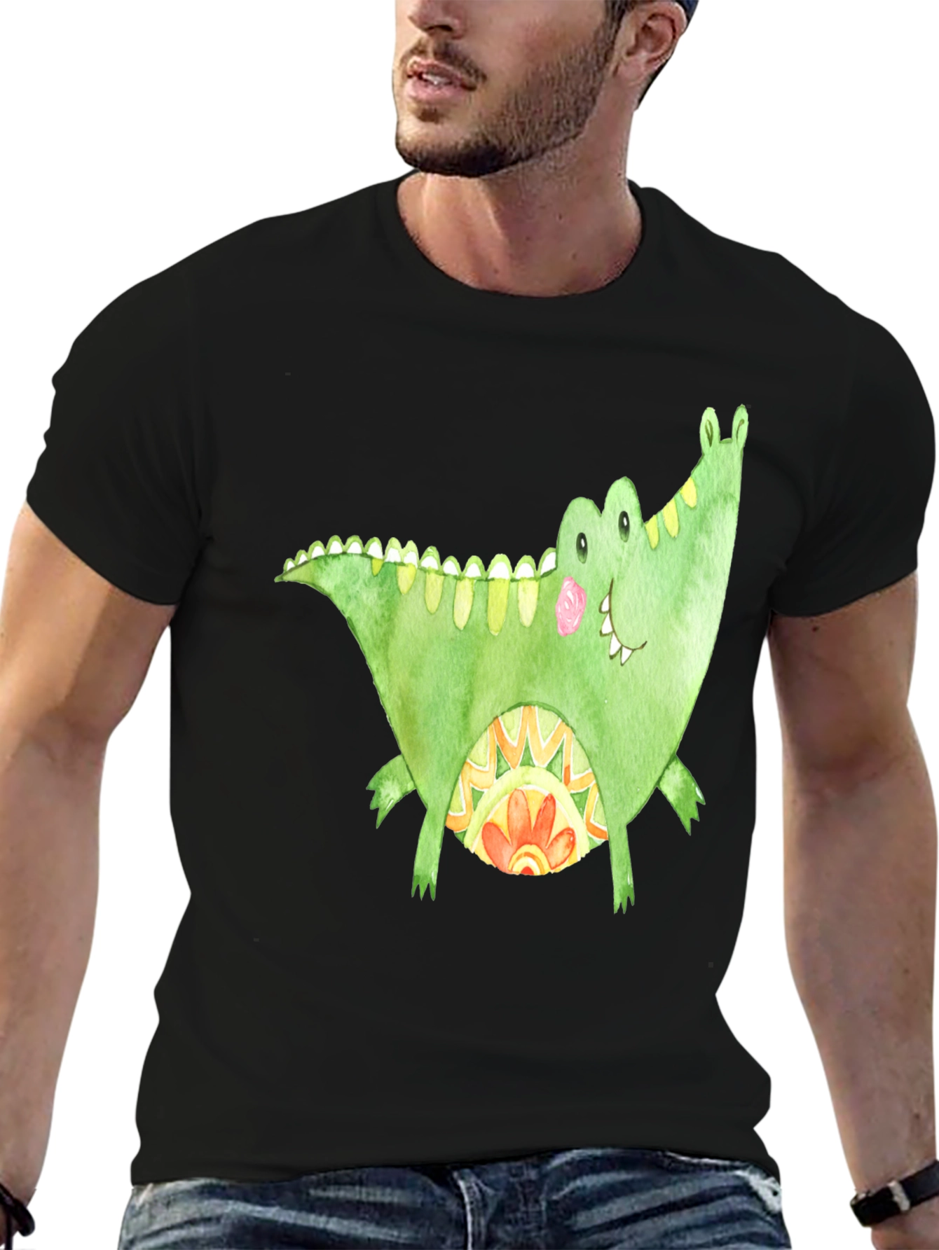 Black Fun Alligator Graphic Tee - Black view 6