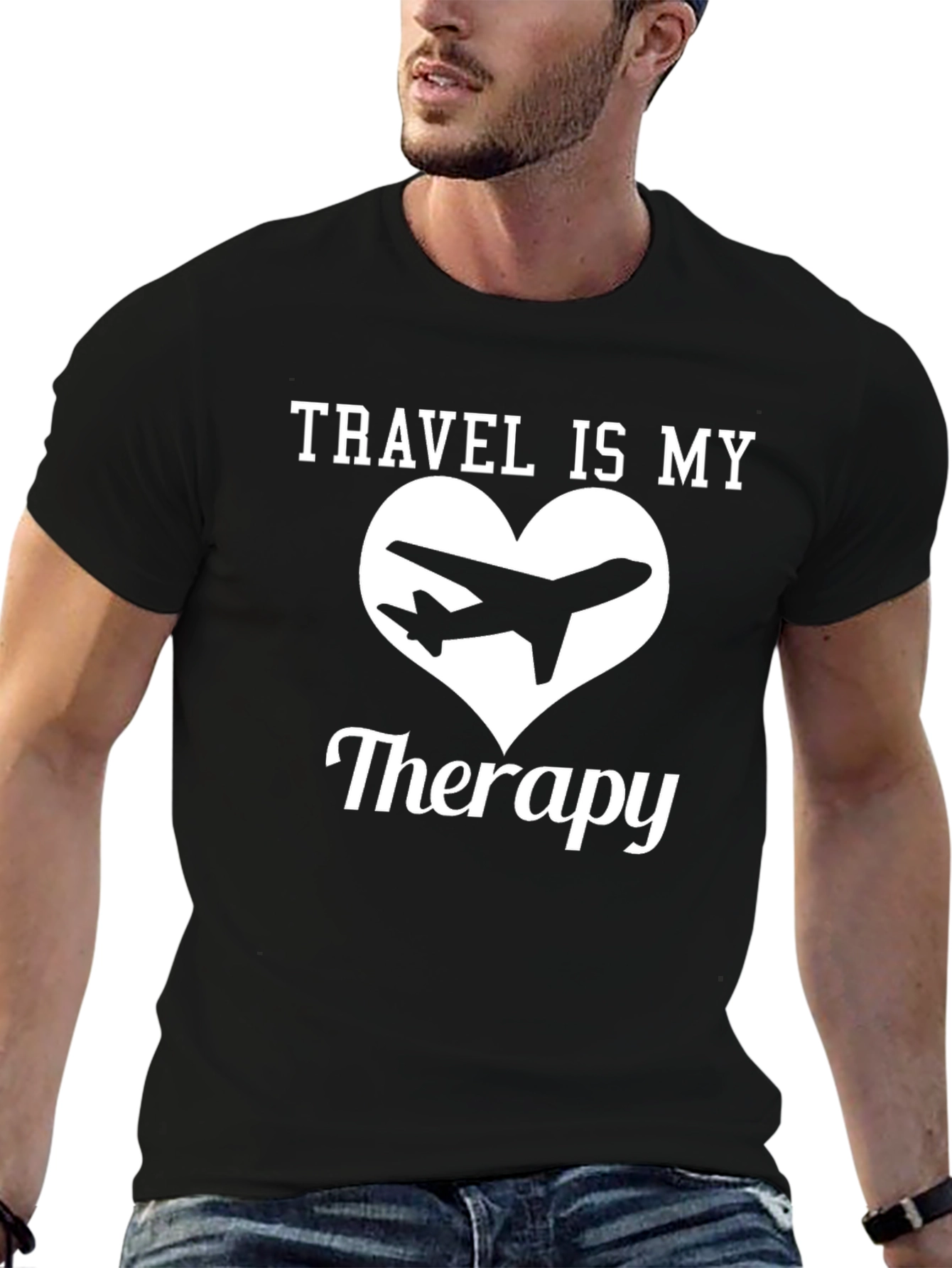Black Travel Is My Therapy Graphic Tee view 6