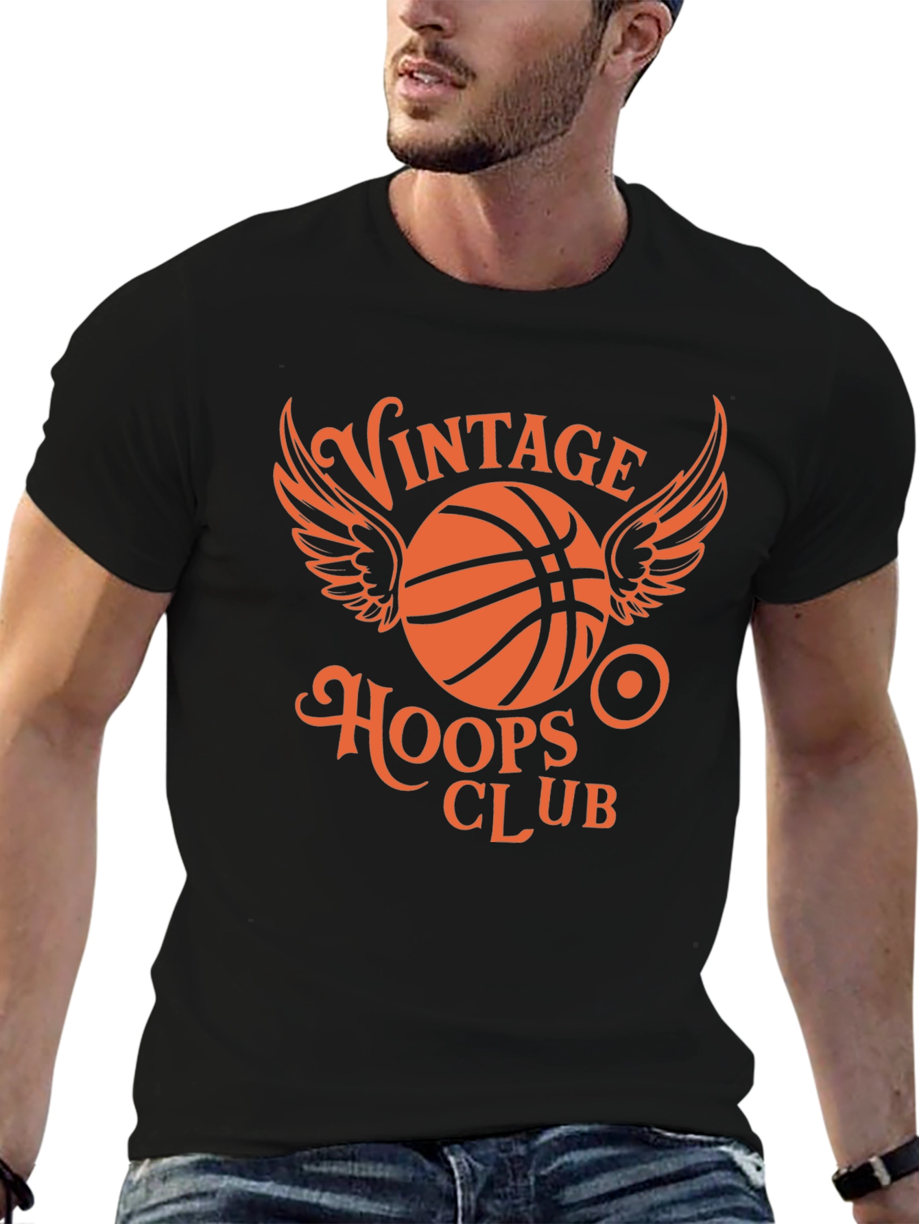 Black Vintage Hoops Club Graphic Tee view 6