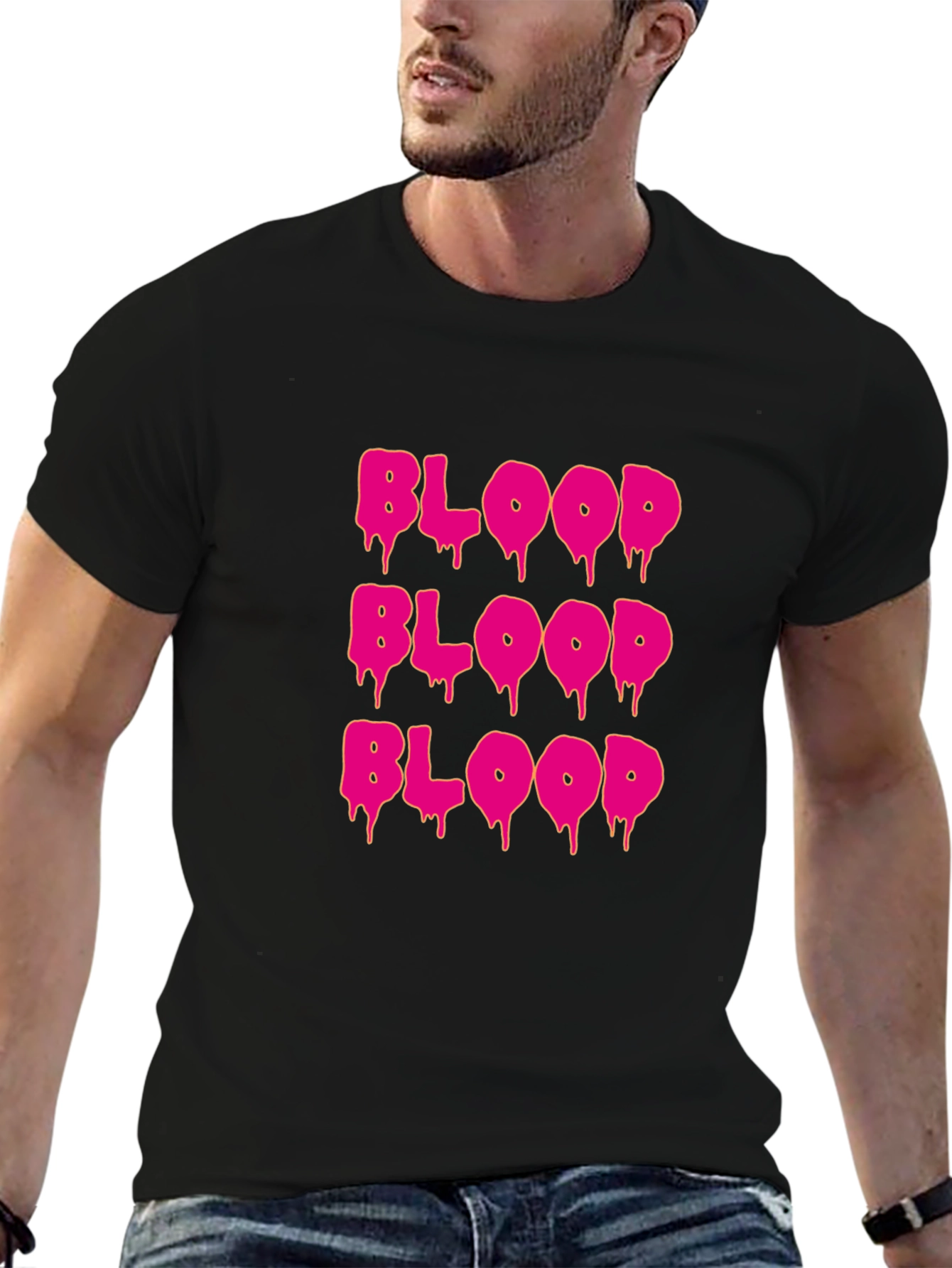 Black Blood Drip Graphic Tee - Statement T-Shirt view 6