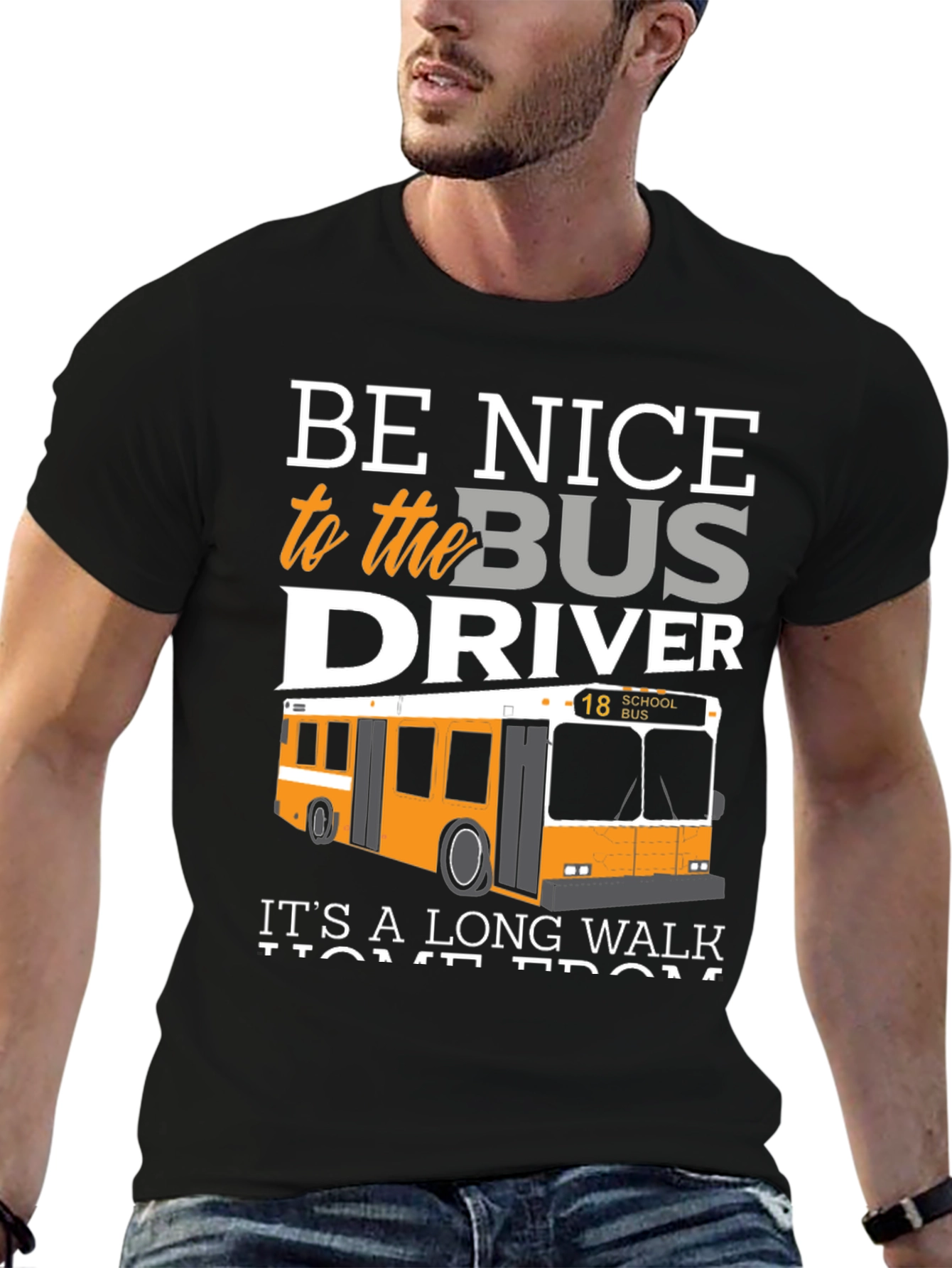 Black Be Nice to the Bus Driver T-Shirt view 6