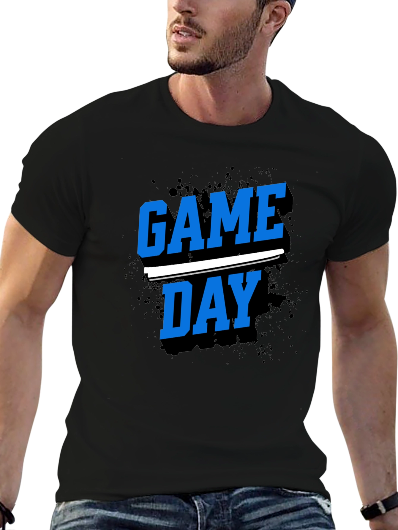 Black Game Day T-Shirt - Black Crew Neck Tee view 6