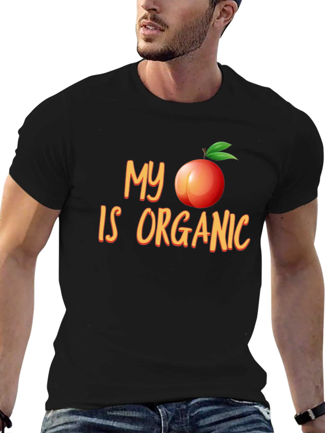 Black My Peach Is Organic Funny T-Shirt view 6