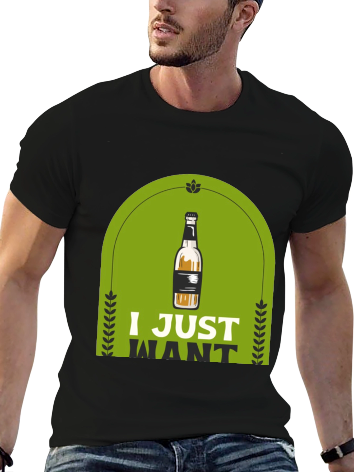 Black I Just Want Beer T-Shirt view 6