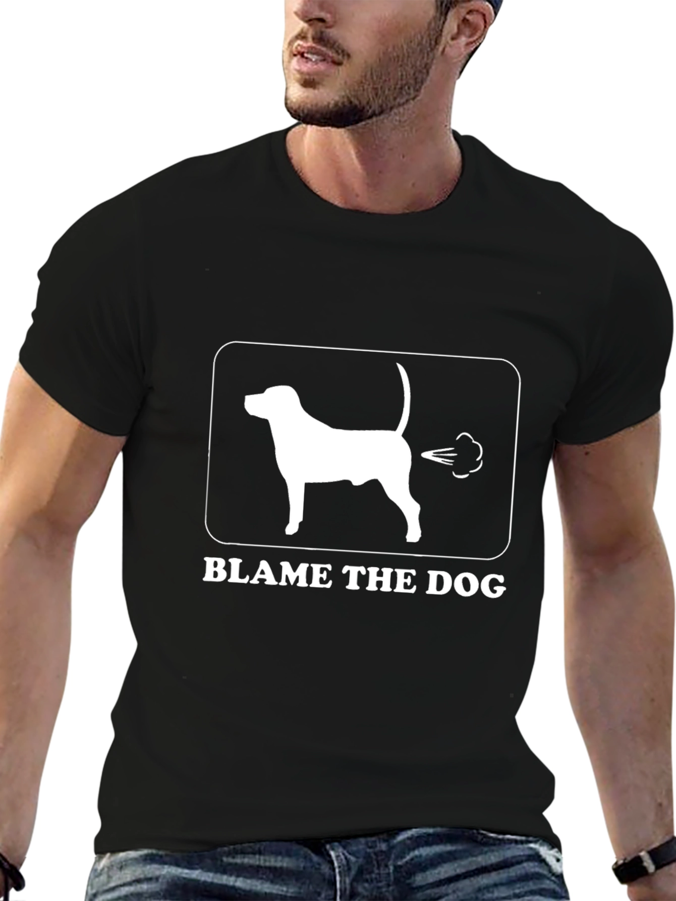 Black Blame the Dog Funny Graphic Tee view 6