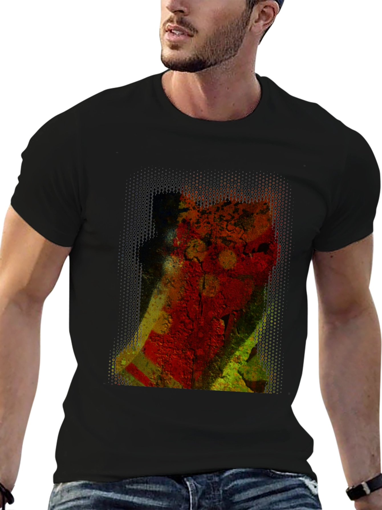 Black Abstract Graphic Print Black T-Shirt view 6