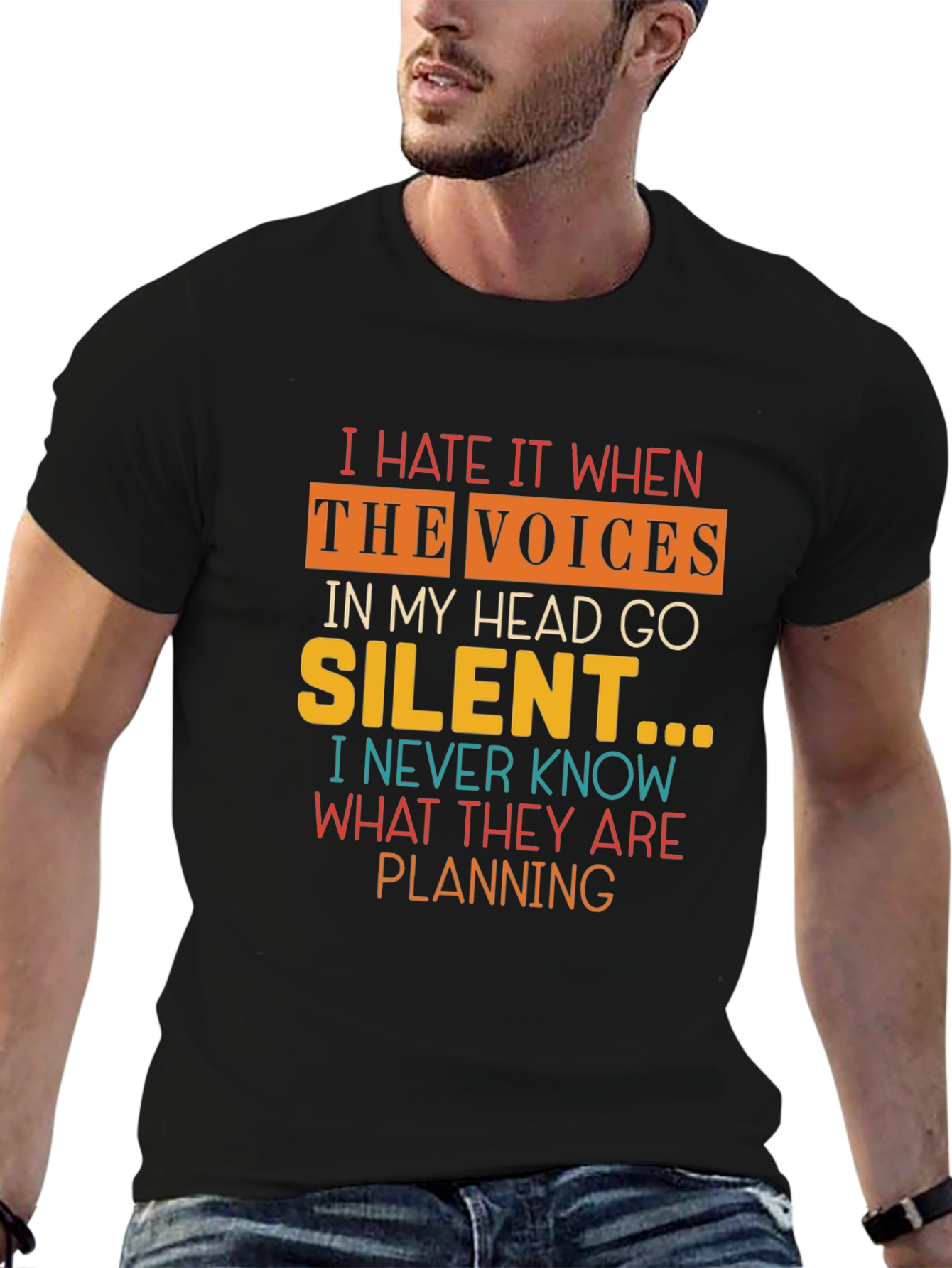 Black I Hate It When The Voices Go Silent T-Shirt view 6