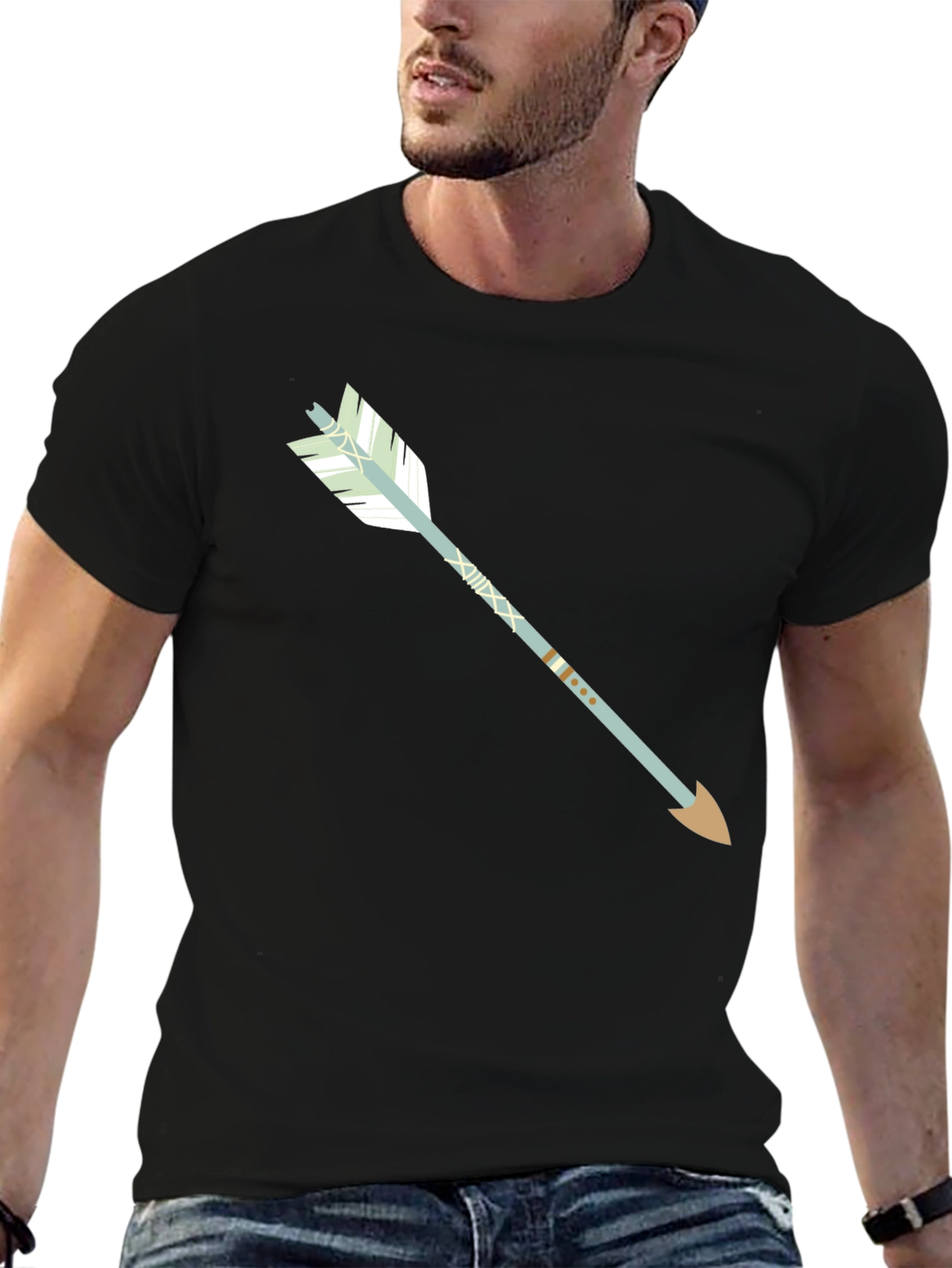 Black Modern Arrow Graphic Tee - Black view 6