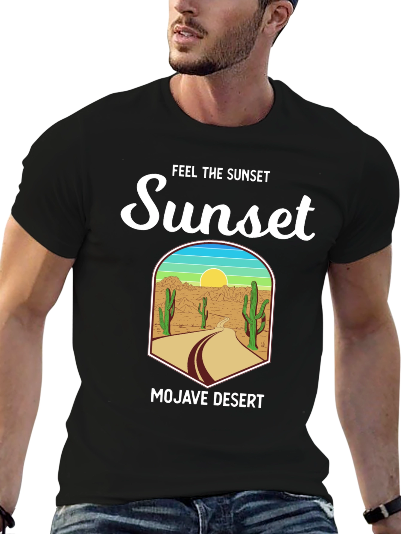 Black Mojave Desert Sunset Graphic Tee - Unisex view 6