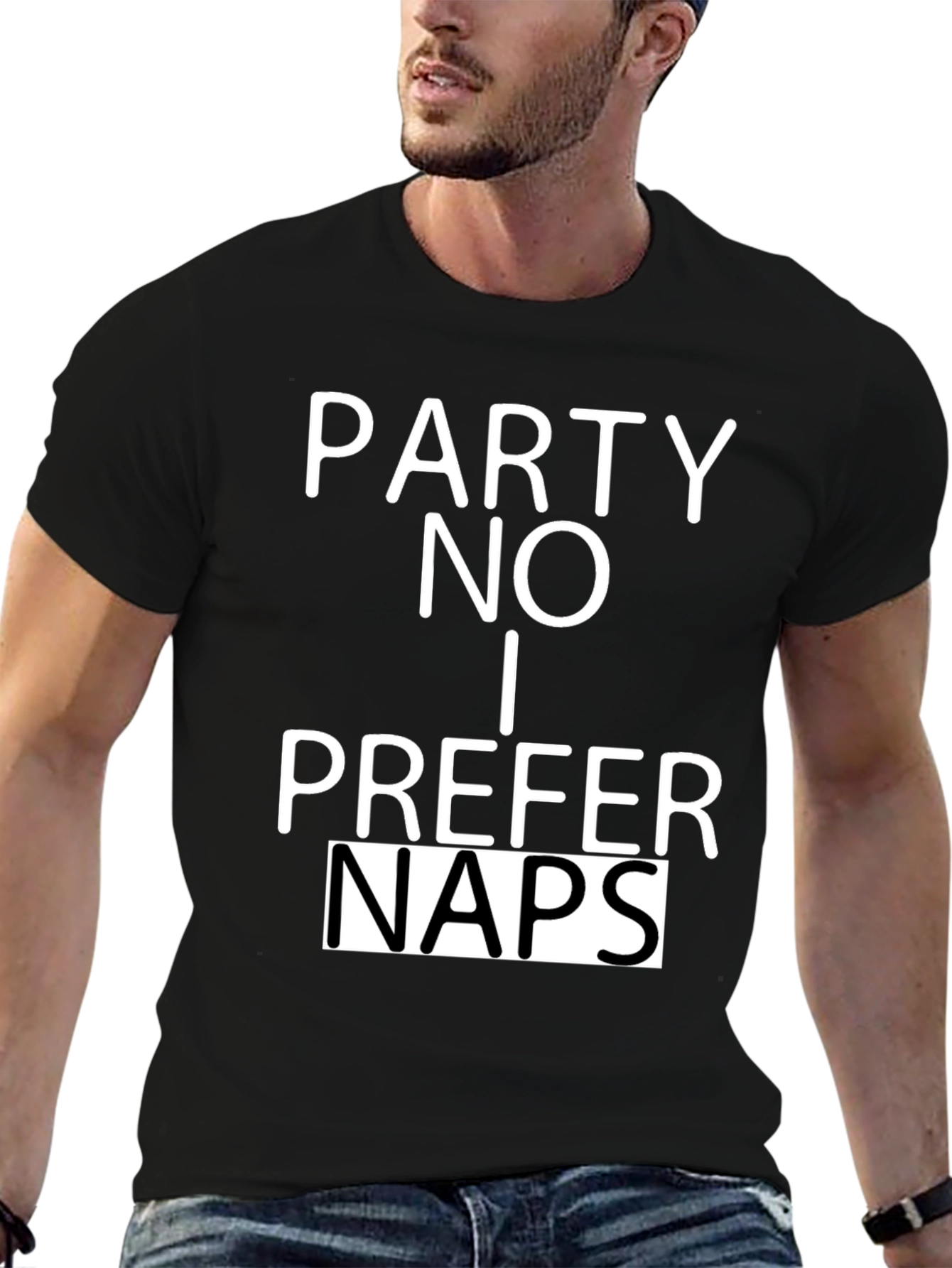 Black Party? No. I Prefer Naps Black Graphic T-Shirt view 6