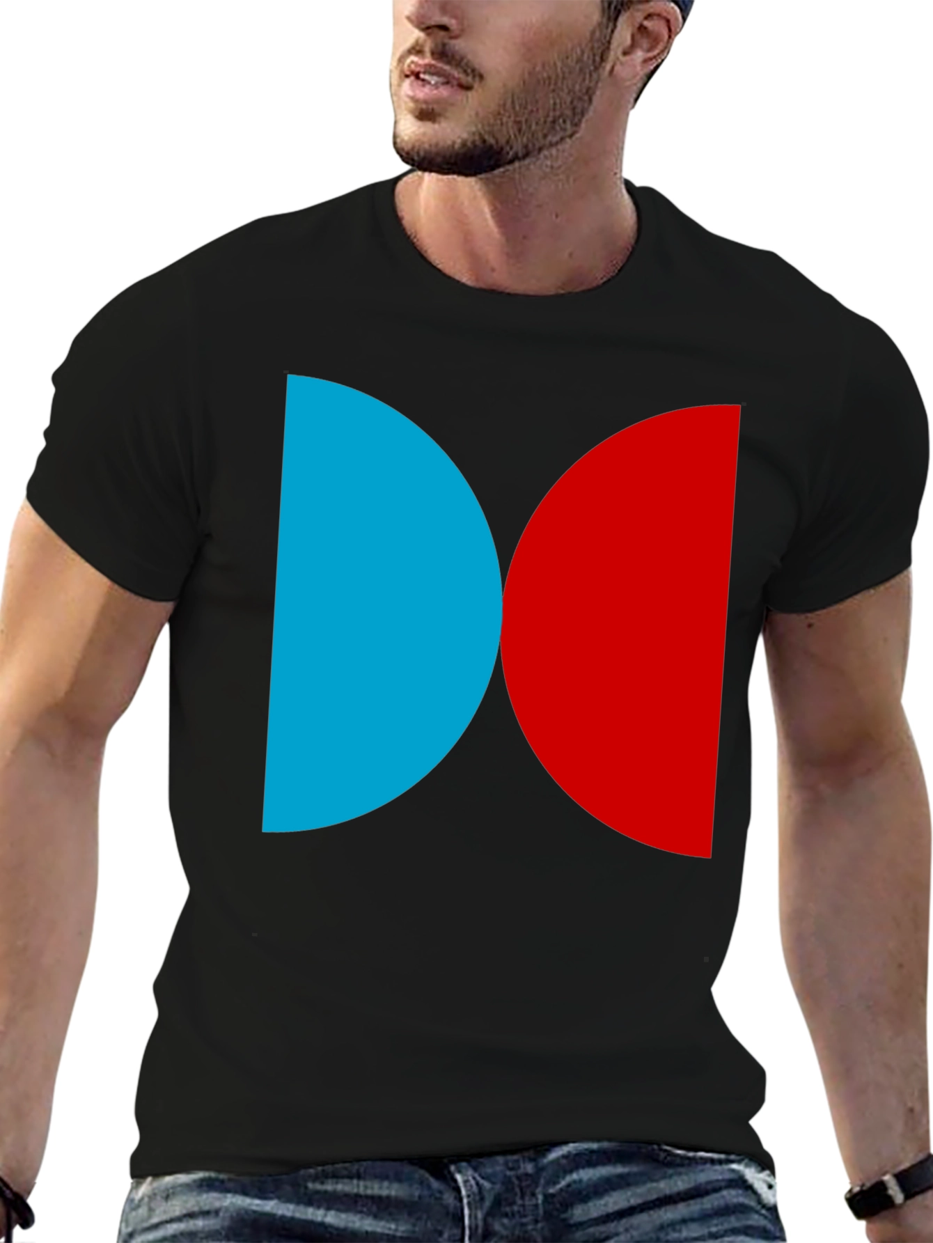 Black Modern Color Block T-Shirt view 6