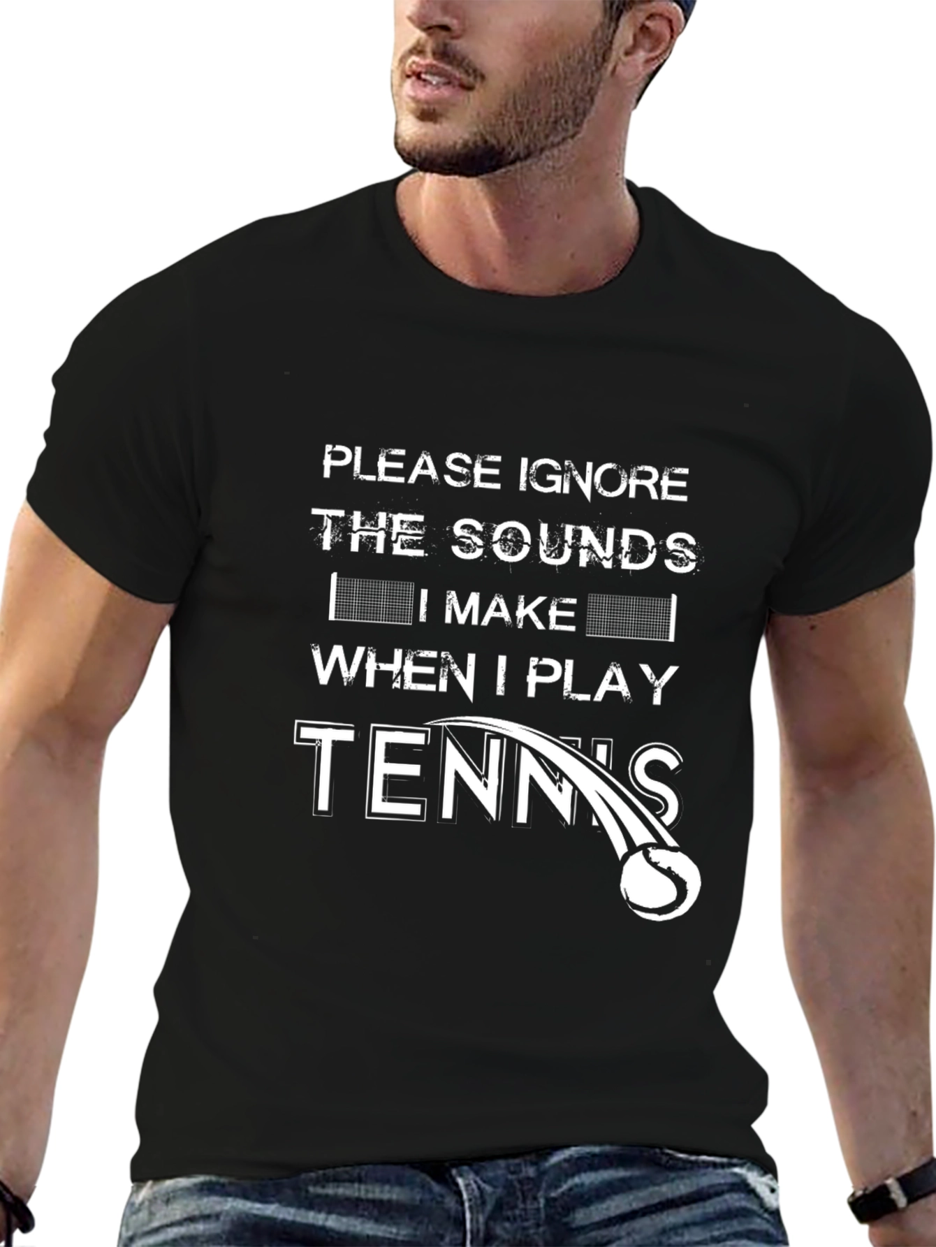 Black Funny Tennis Player T-Shirt view 6