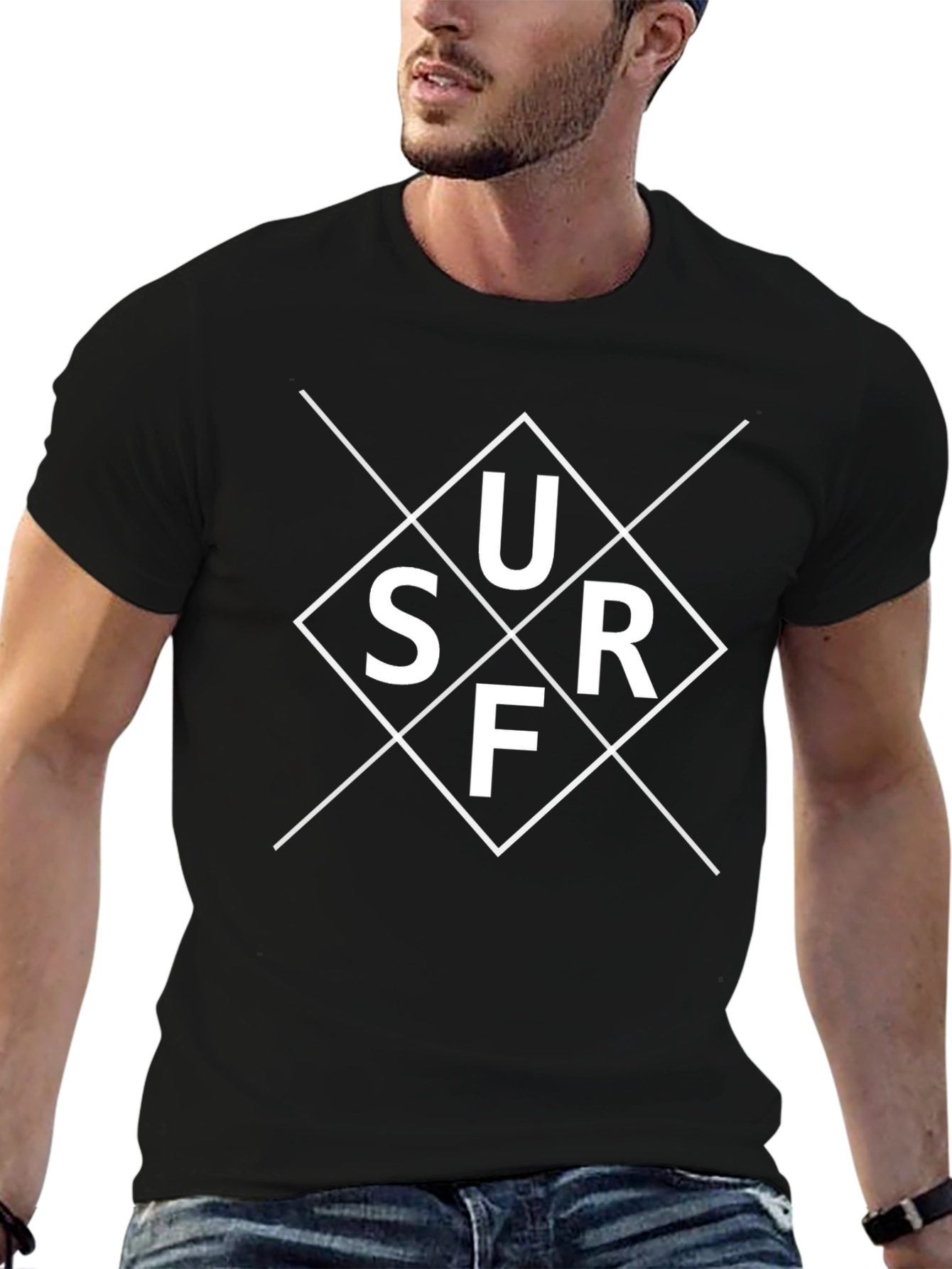 Black Surf Graphic Tee - Black Cotton Casual Shirt view 6