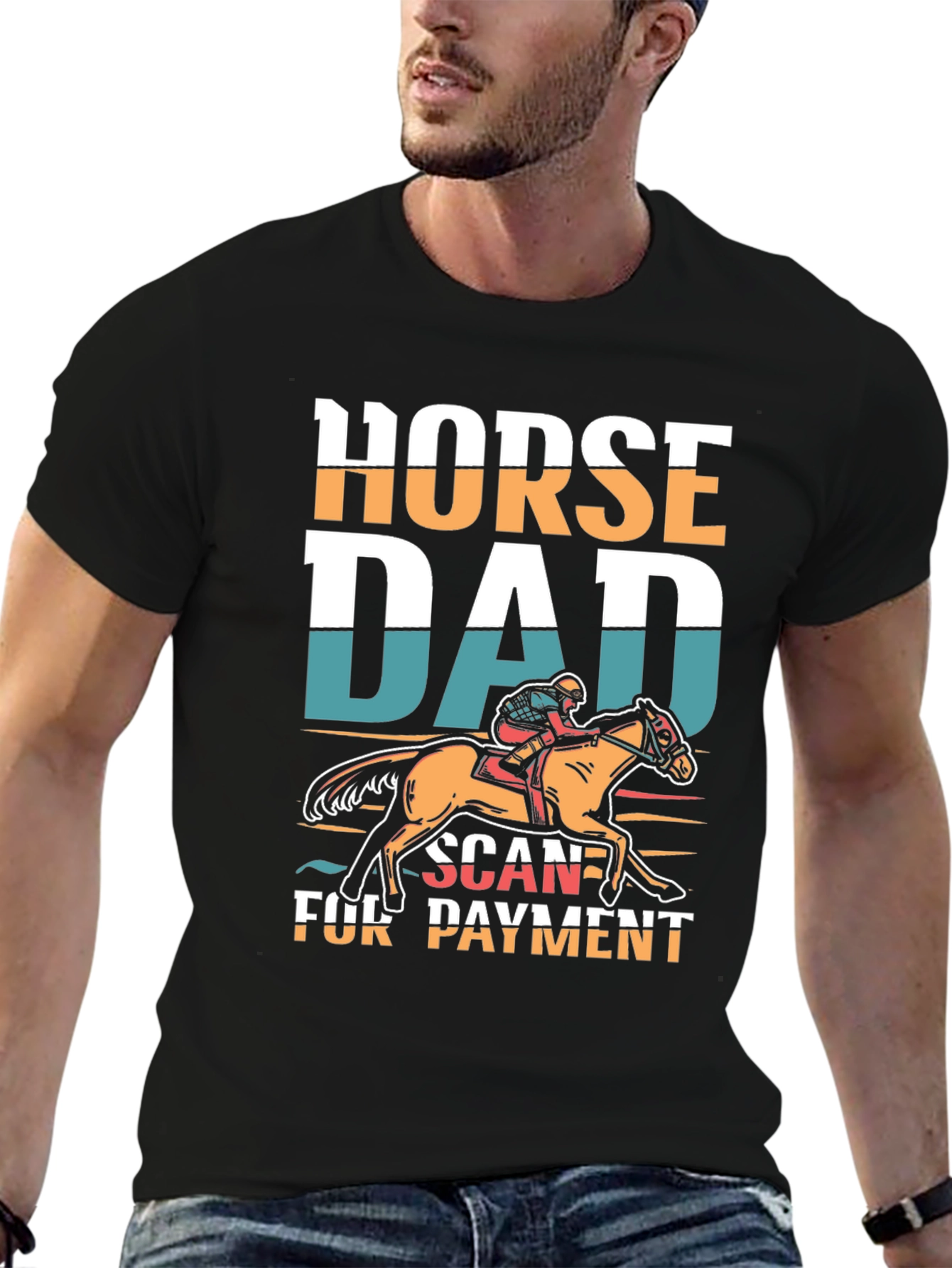 Black Horse Dad Scan For Payment Tee view 6