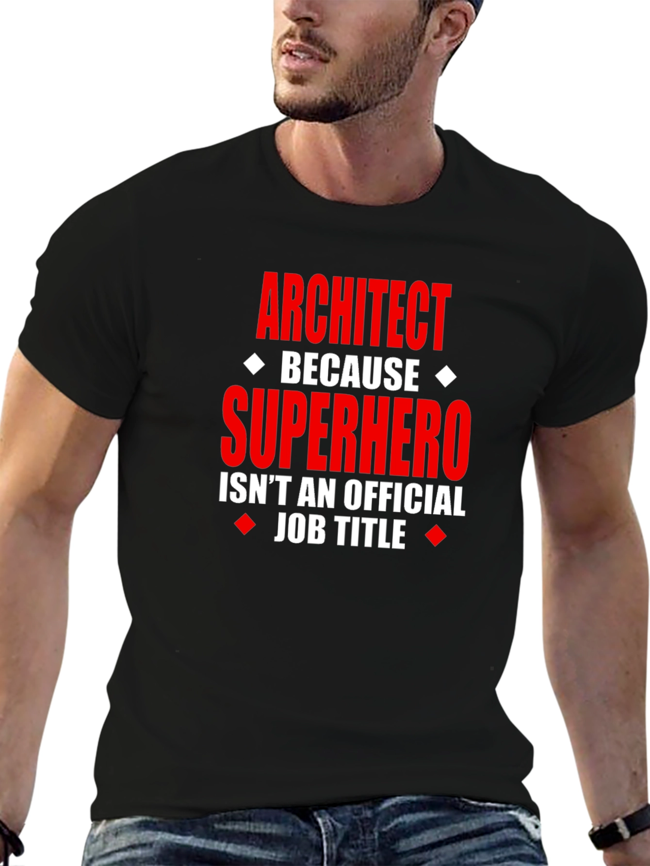 Black Architect Superhero Graphic Tee - Funny Job Title Shirt view 6