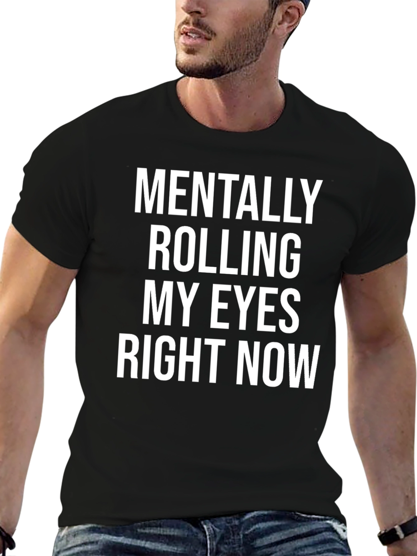 Black Mentally Rolling My Eyes T-Shirt - Black view 6